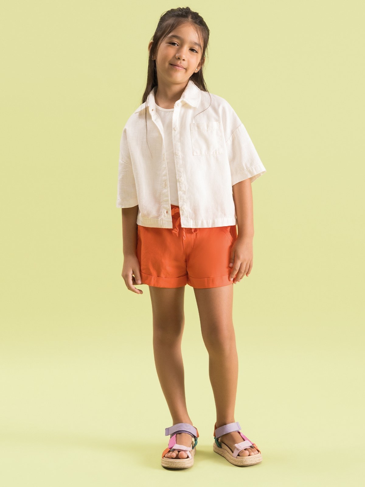 Vista 2 Infantil - Camisa Menina Bugbee em Tecido Chambray off-white Bugbee off-white