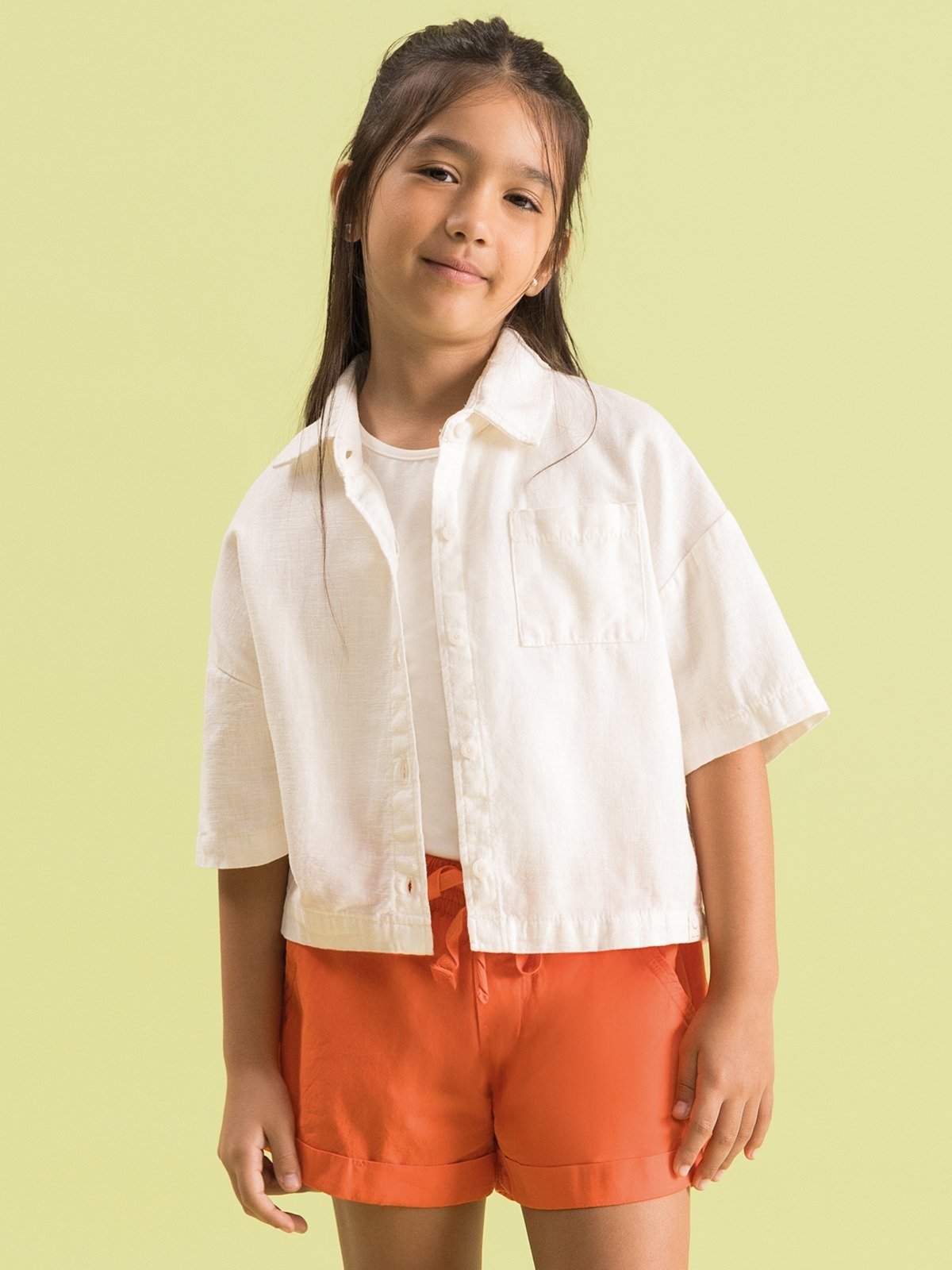 Vista 3 Infantil - Camisa Menina Bugbee em Tecido Chambray off-white Bugbee off-white