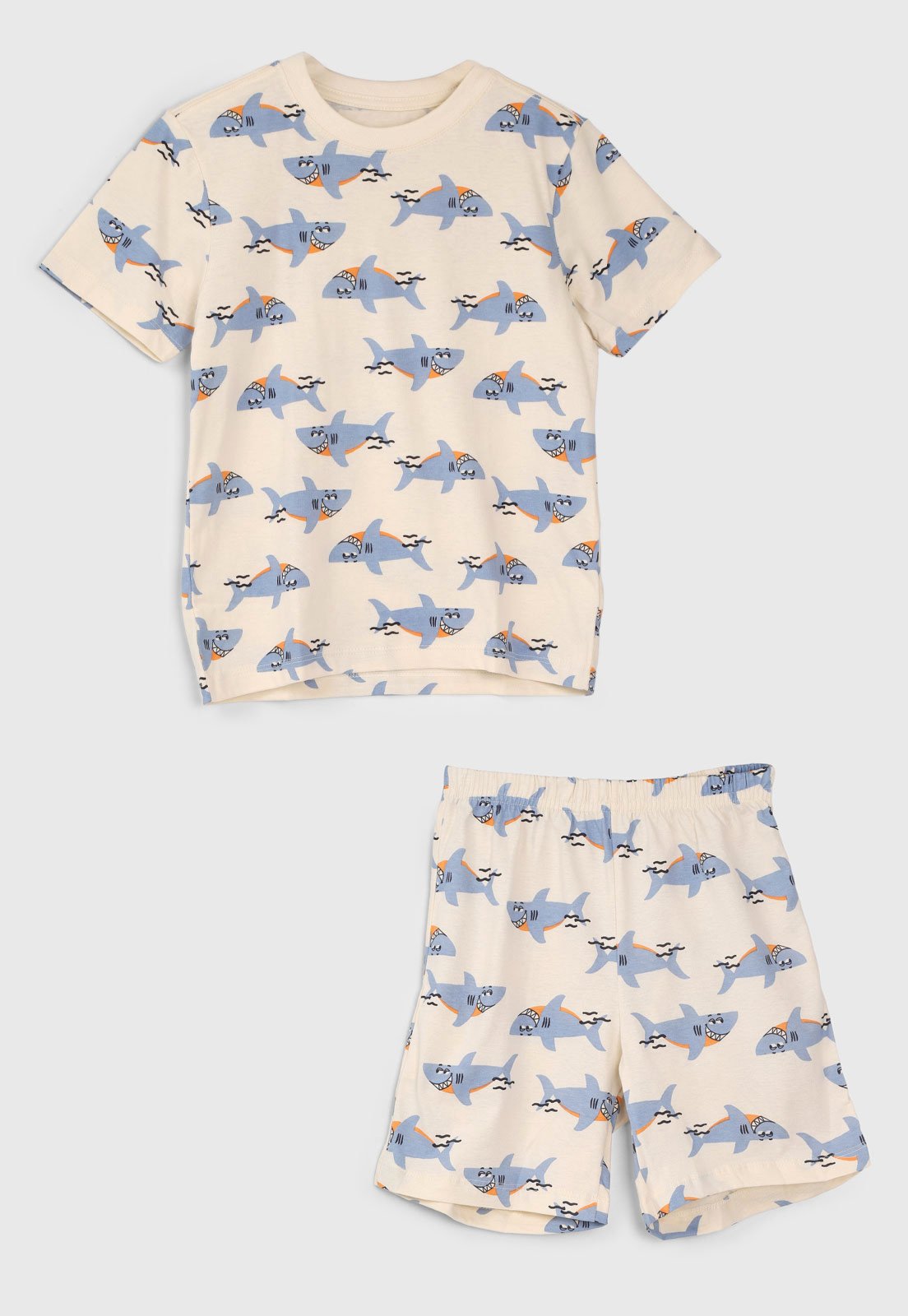 Vista 2 Pijama Curto Hering Tubarão Hering Kids bege Hering Kids bege