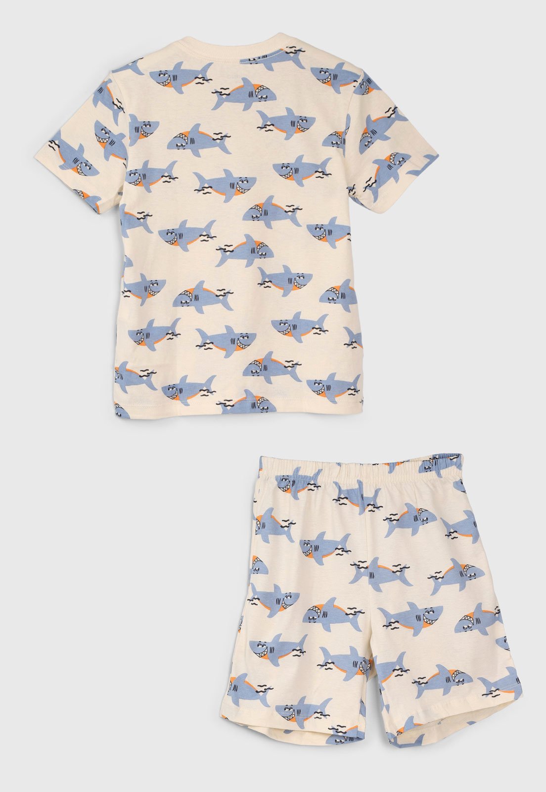 Vista 3 Pijama Curto Hering Tubarão Hering Kids bege Hering Kids bege