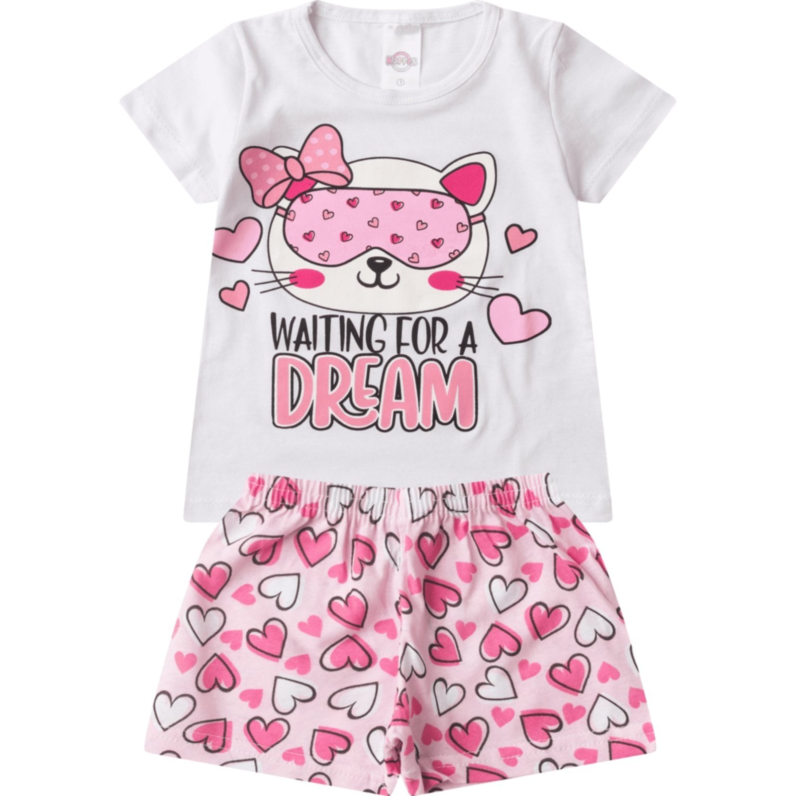Vista 3 Pijama Feminino Meia Malha/Suplex Sublimado ROSA AZUL KIDS amarelo ROSA AZUL KIDS amarelo