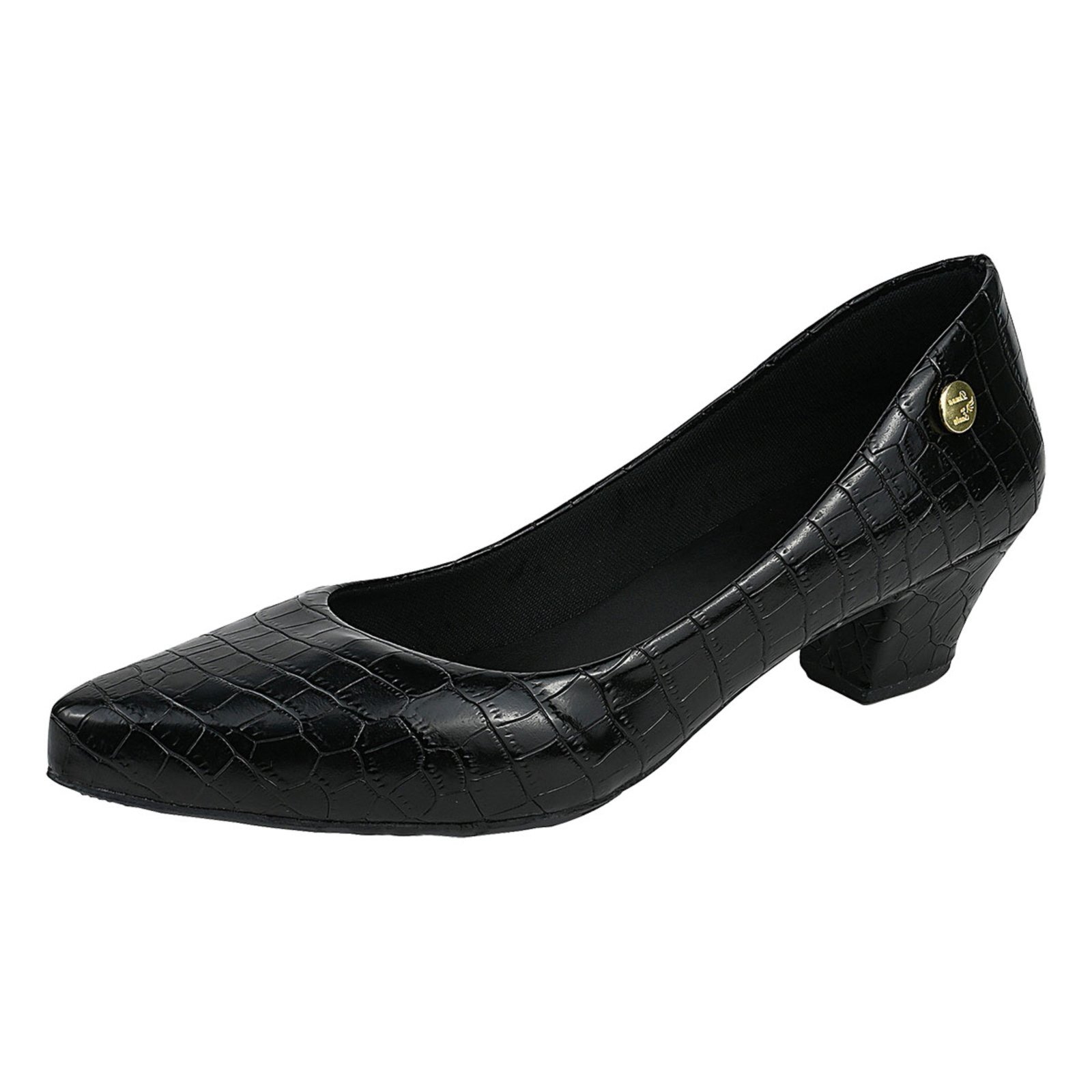 Scarpin Feminino Tradicional Bico Fino Salto Baixo Preto
