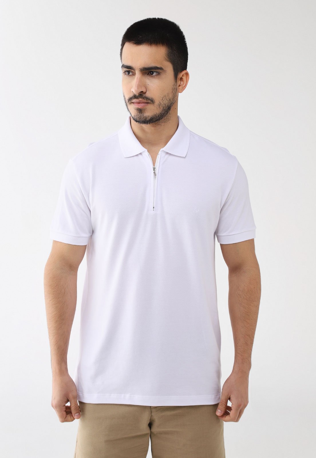 Polo Masculina Aramis Zíper Branca