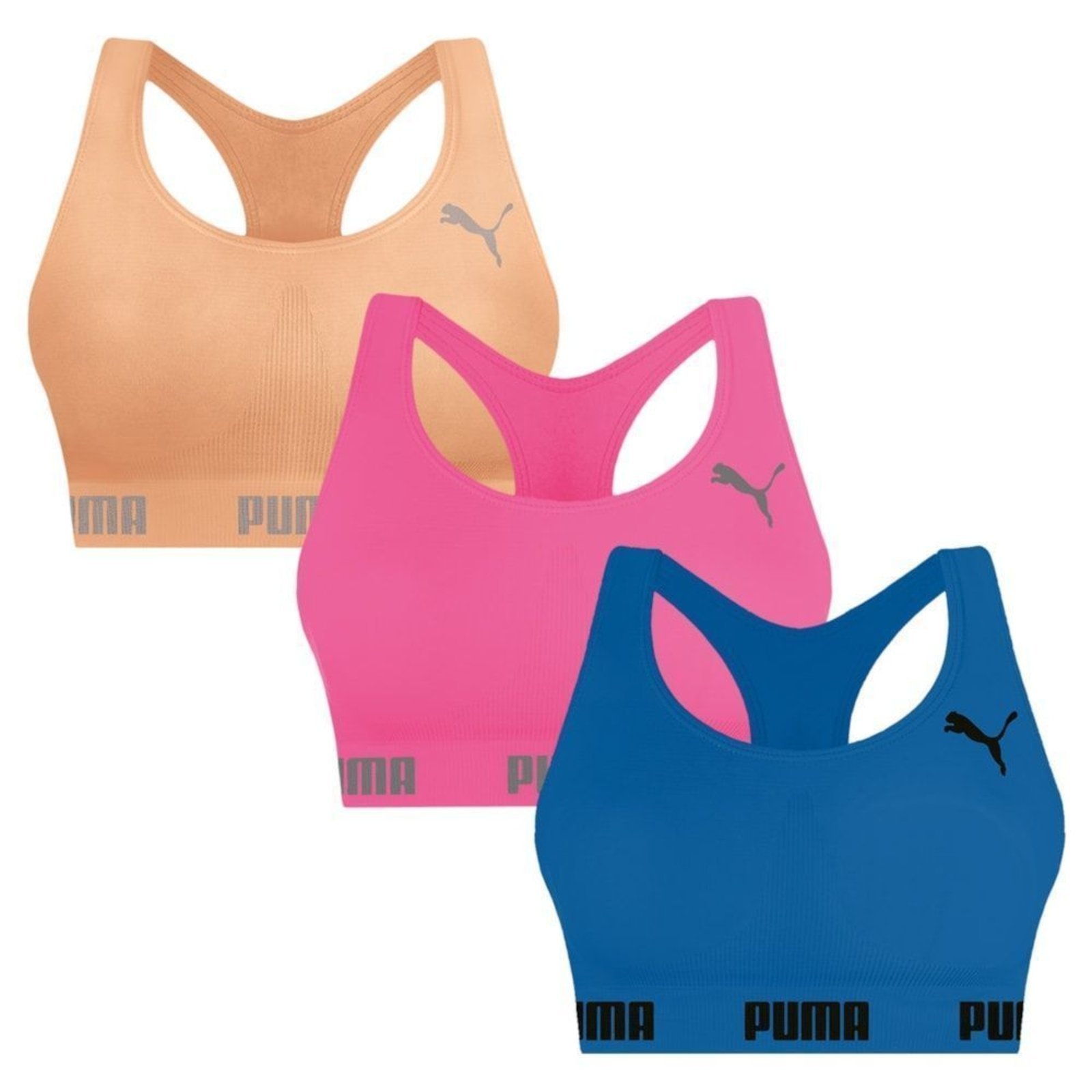 Kit 3 Tops Puma Nadador Sem Costura Feminino – Azul – puma