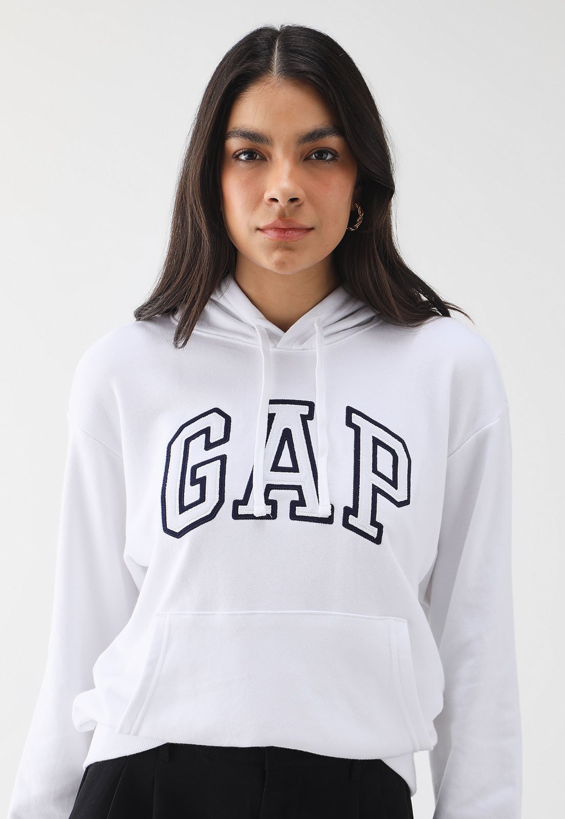 Blusa de Moletom com Capuz Fechada GAP Optic Branca