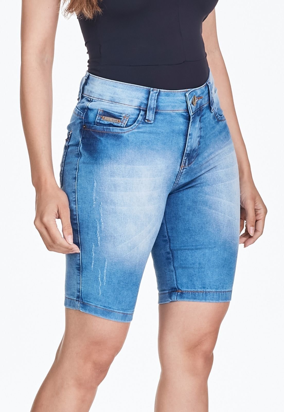 Bermuda Jeans HNO Jeans Cós Alto Ciclyst Azul