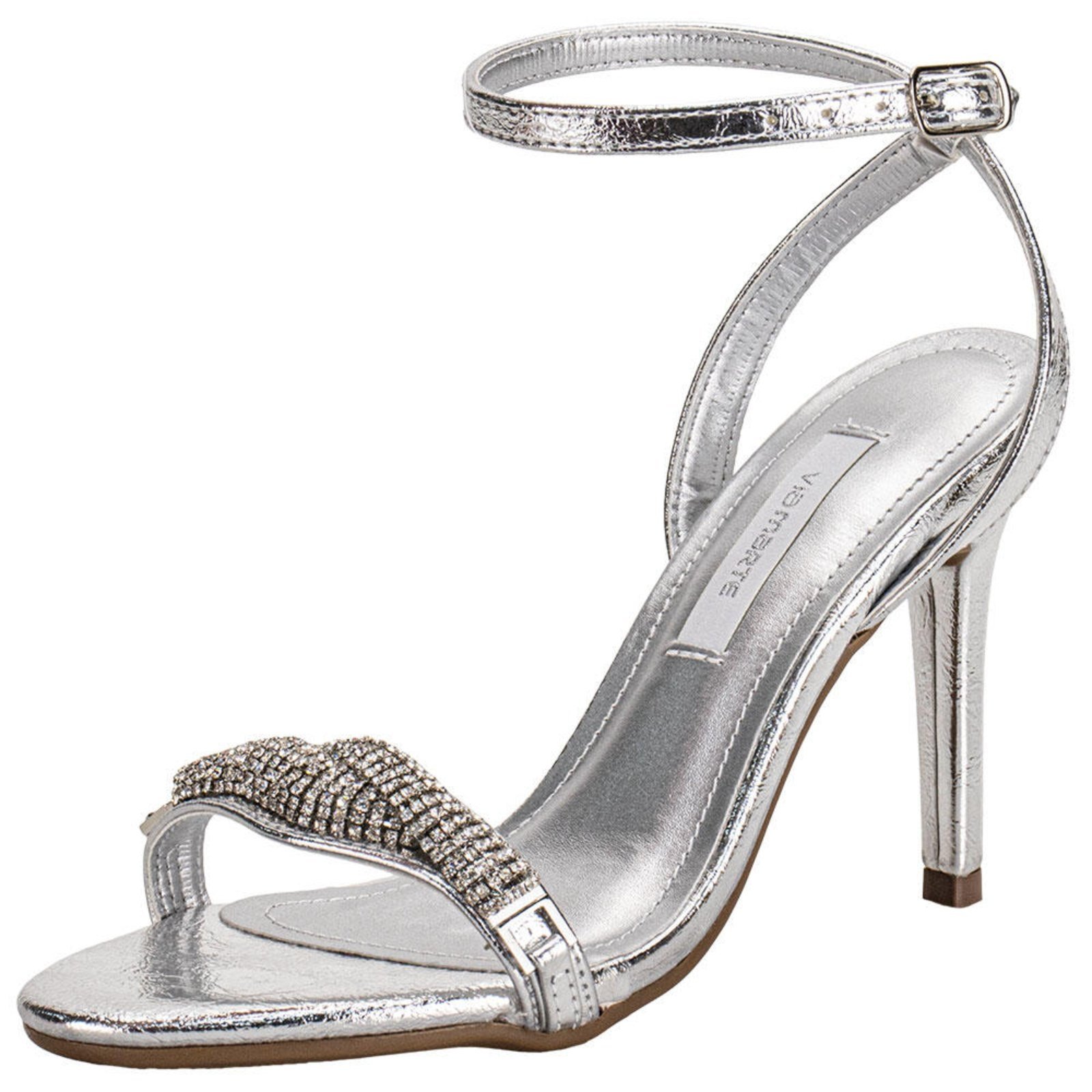 Sandália Feminina Salto Fino Via Marte 282004 5832820 Prata