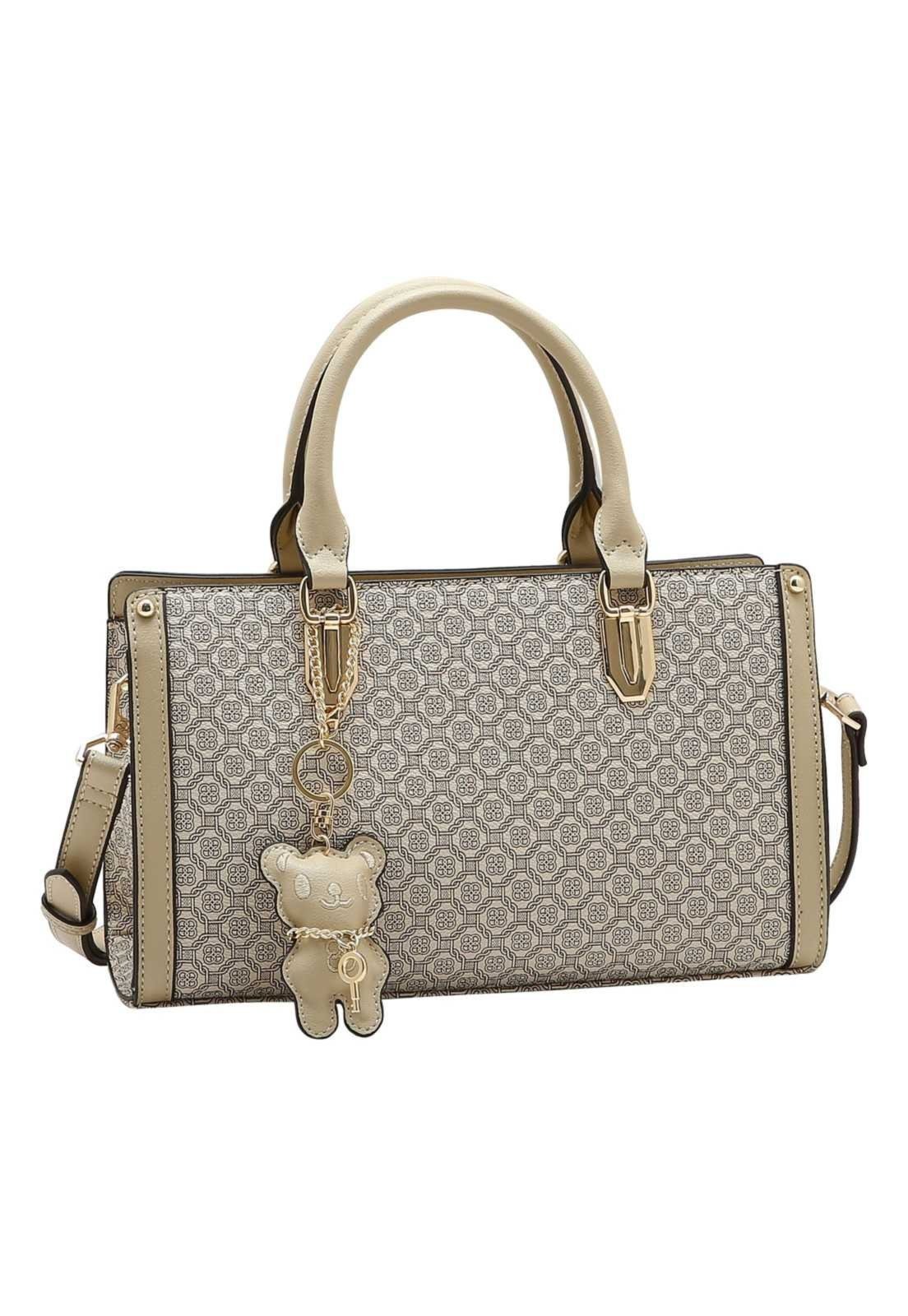 Bolsa Feminina Chenson Mão Monograma em Correntes 3485772 Bege