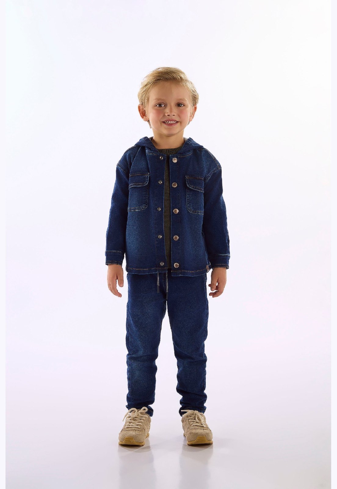Infantil - Jaqueta Jeans Moletom Up Baby Azul