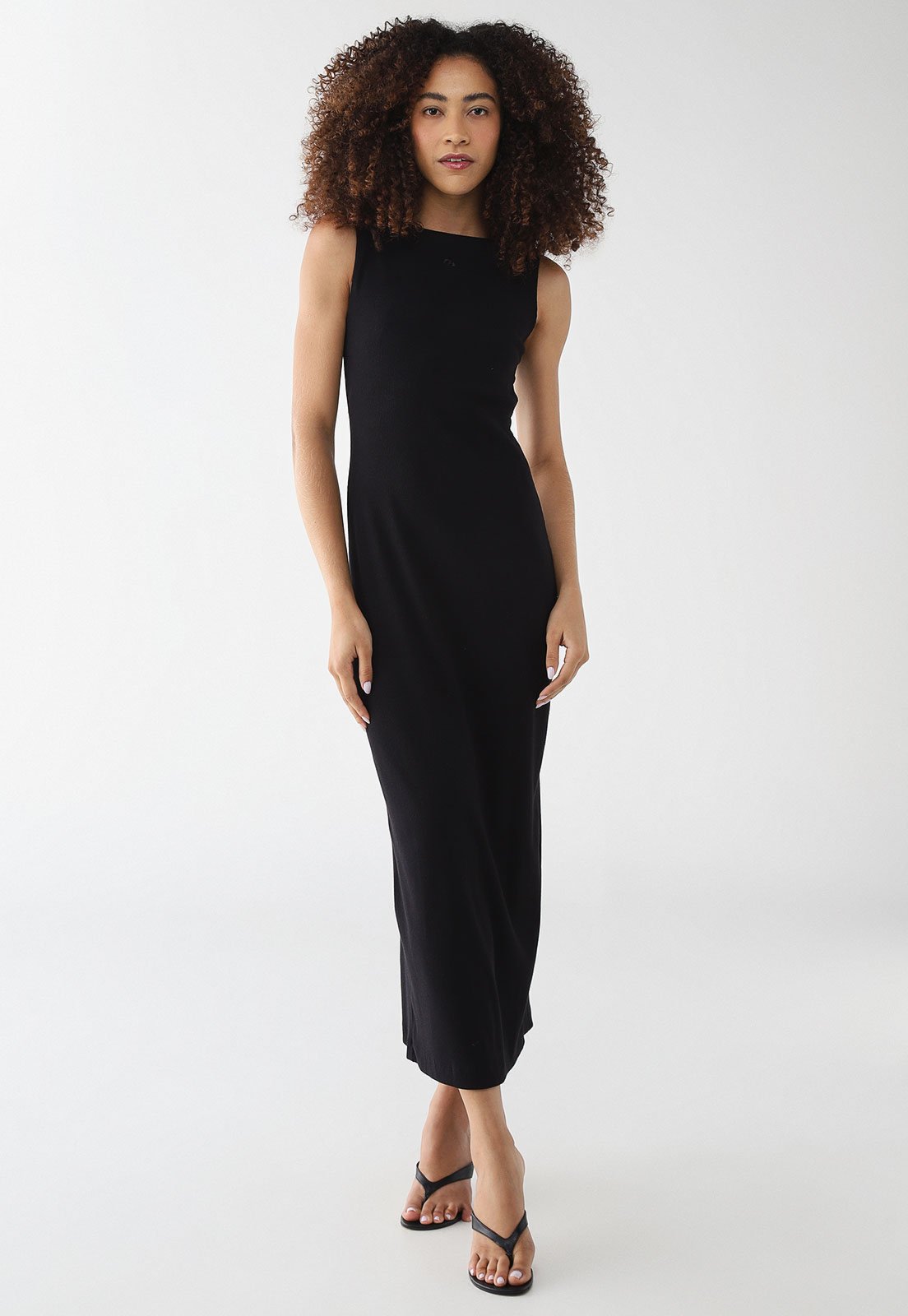 Vestido Feminino Colcci Midi Canelado Preto