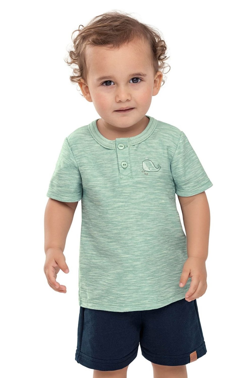 Vista 2 Infantil - Conjunto Menino Malha Flamê Baleia Elian verde Elian verde