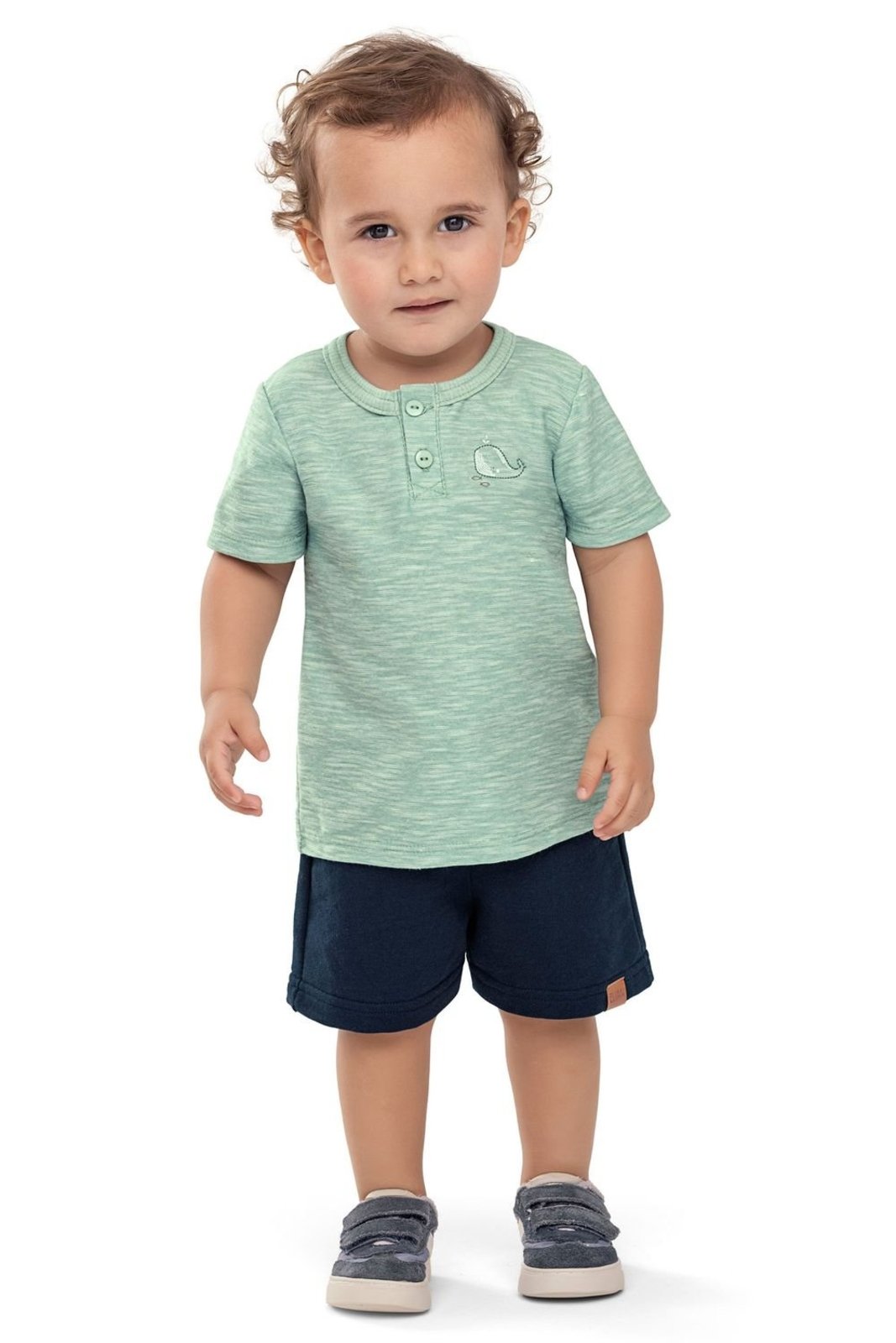 Vista 3 Infantil - Conjunto Menino Malha Flamê Baleia Elian verde Elian verde