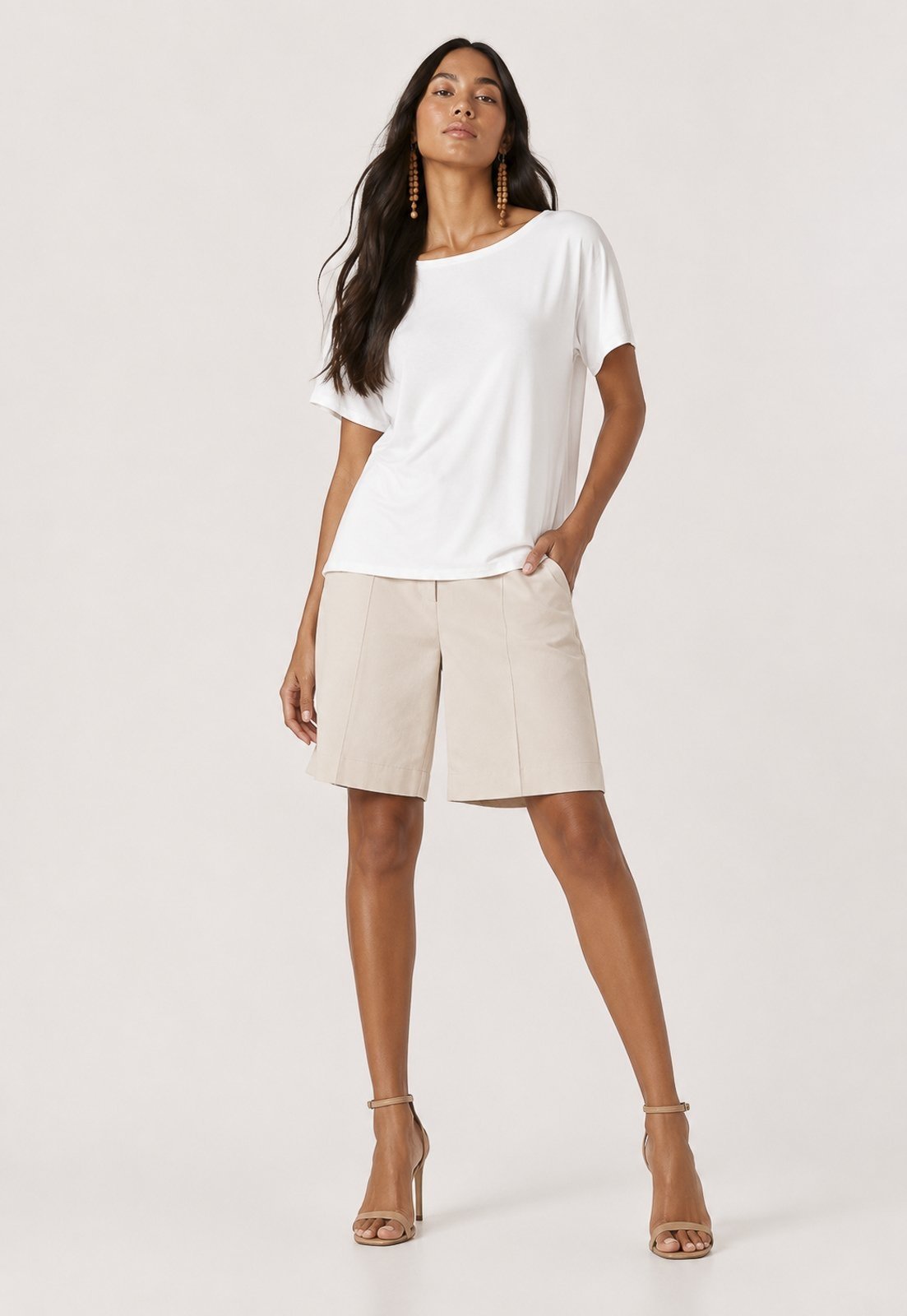 Blusa Amazonia Vital Básica Morcego Malha Gola Canoa Manga Curta Off White