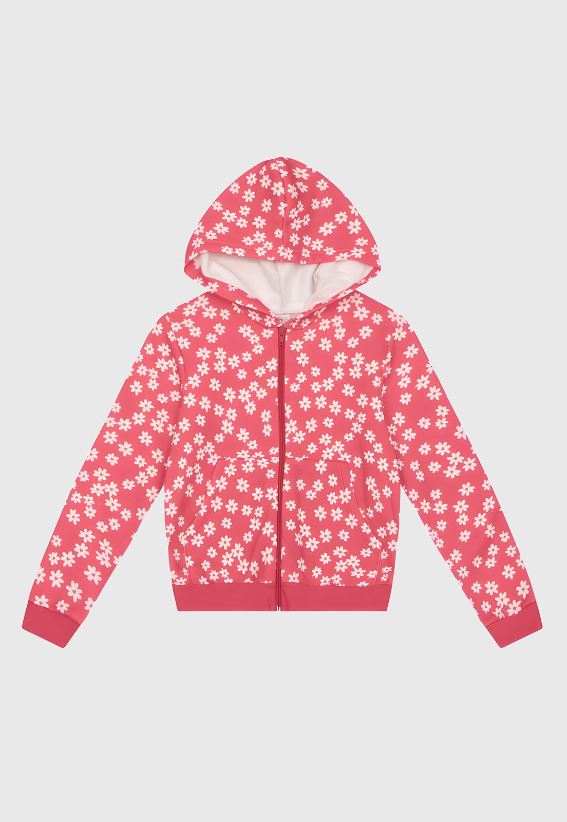 Infantil - Jaqueta Brandili Estampa Floral Rosa