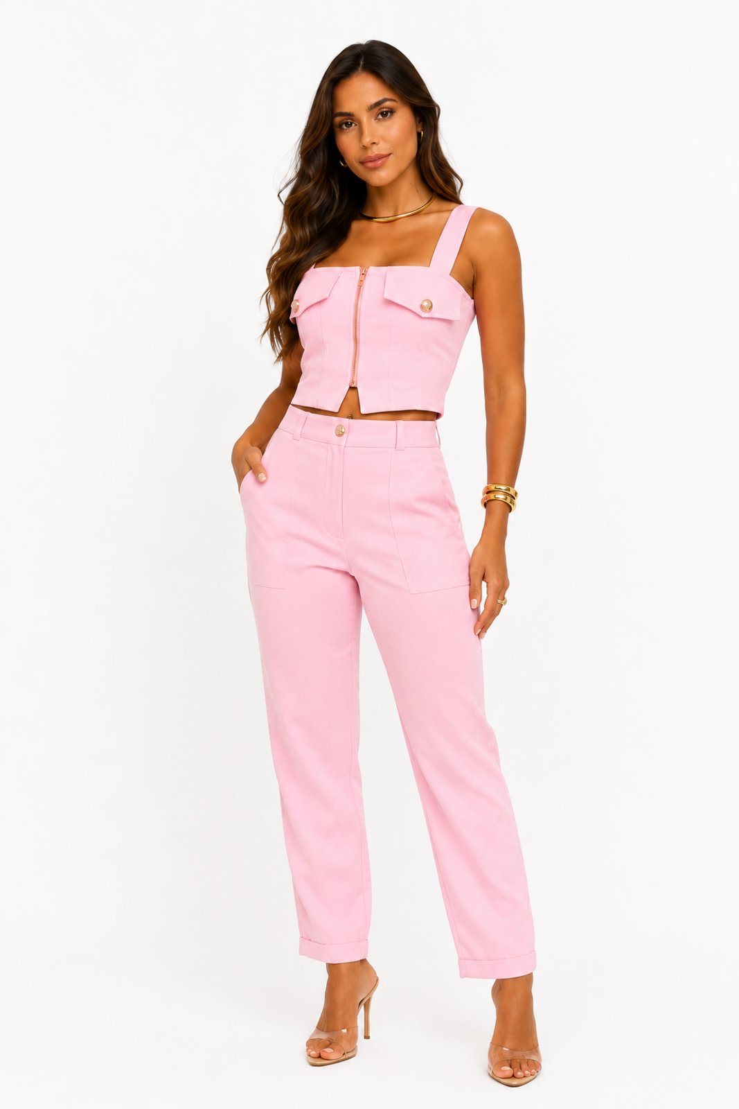 Conjunto D Bell Outlet Fashion Alfaiataria Rosa