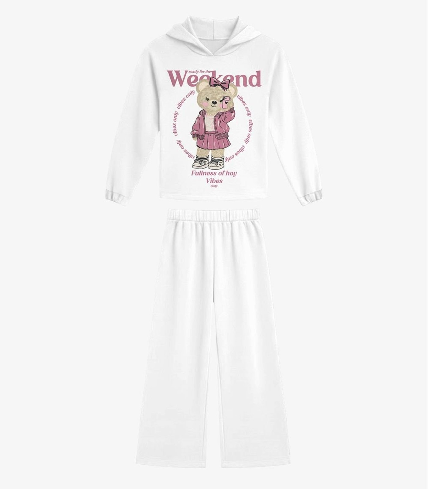 Infantil - Conjunto Blusão Com Calça Menina Rovi Branco