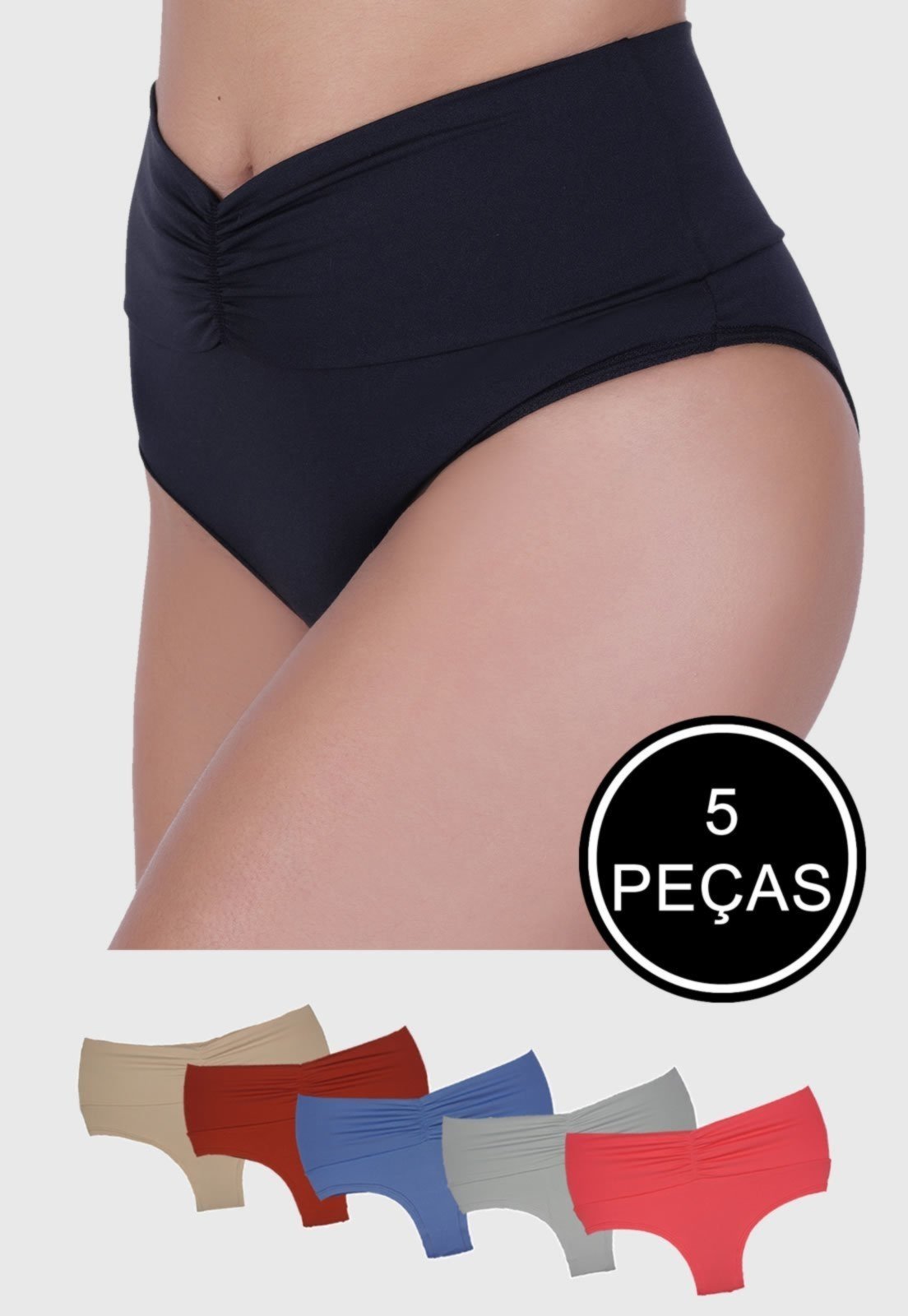 Kit Calcinha St Madame Lingerie Cós Duplo Franzido 5 Peças