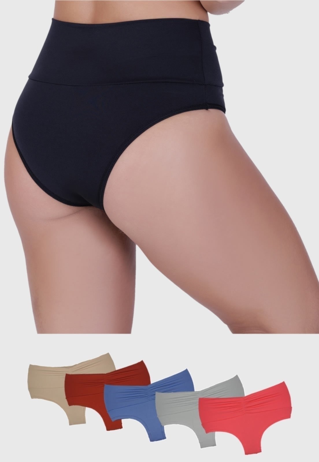 Vista 3 Kit Calcinha St Madame Lingerie Cós Duplo Franzido 5 Peças multicolorido St Madame multicolorido