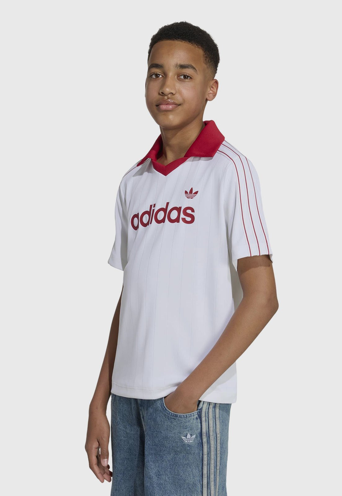 Infantil - Camiseta Polo adidas Originals Listras Sprinter Branca