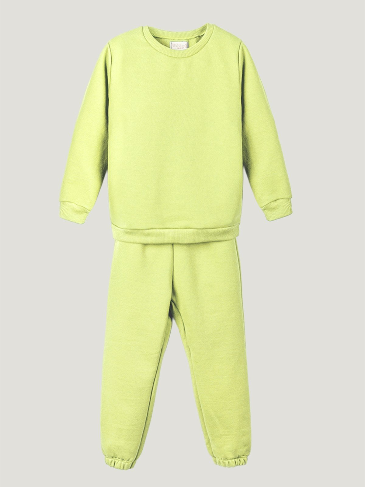 Vista 2 Infantil - Conjunto Bugbee Blusa Manga Longa e Calça Moletom Gola Redonda Liso Sem Estampa Menino Limão Cool Matcha amarelo Bugbee amarelo