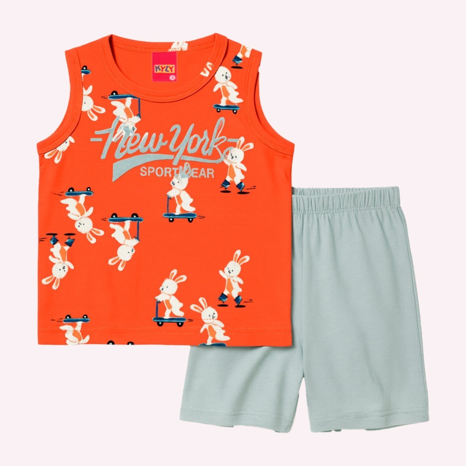 Vista 2 Infantil - Conjunto Menino Estampado Kyly laranja Kyly laranja