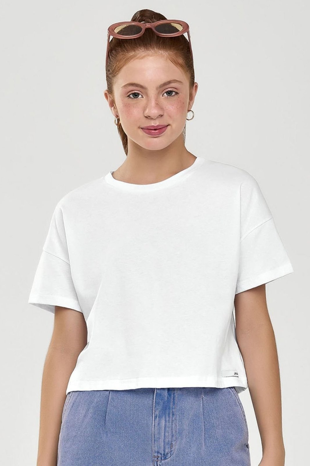 Infantil - Blusa Juvenil Menina Meia Malha Básica Beats Branco