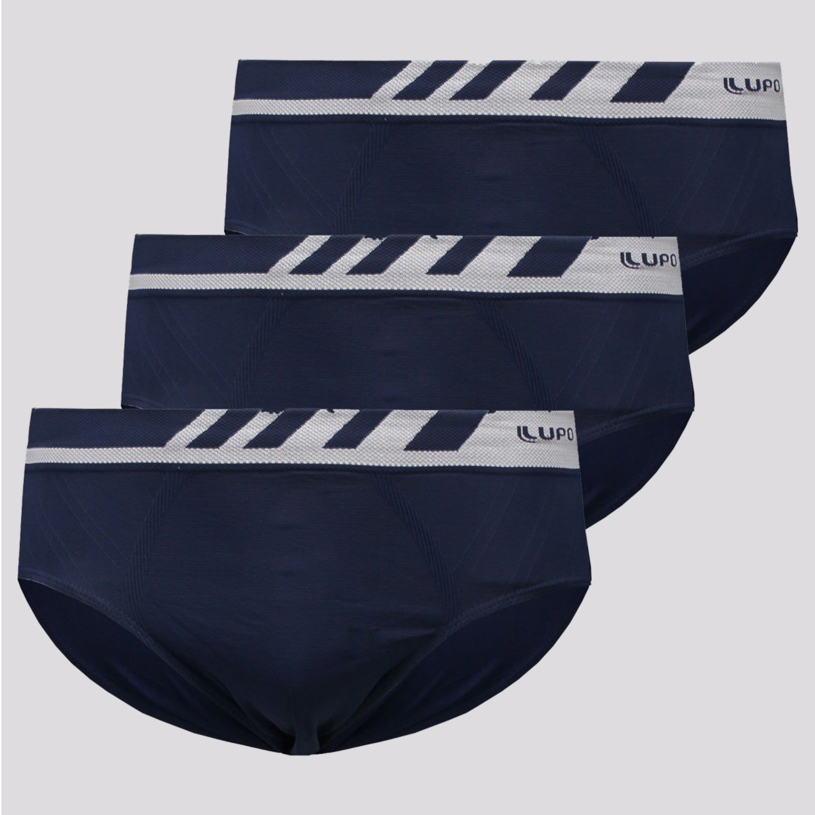Kit de 3 Cuecas Slip Lupo Microfibra Marinho