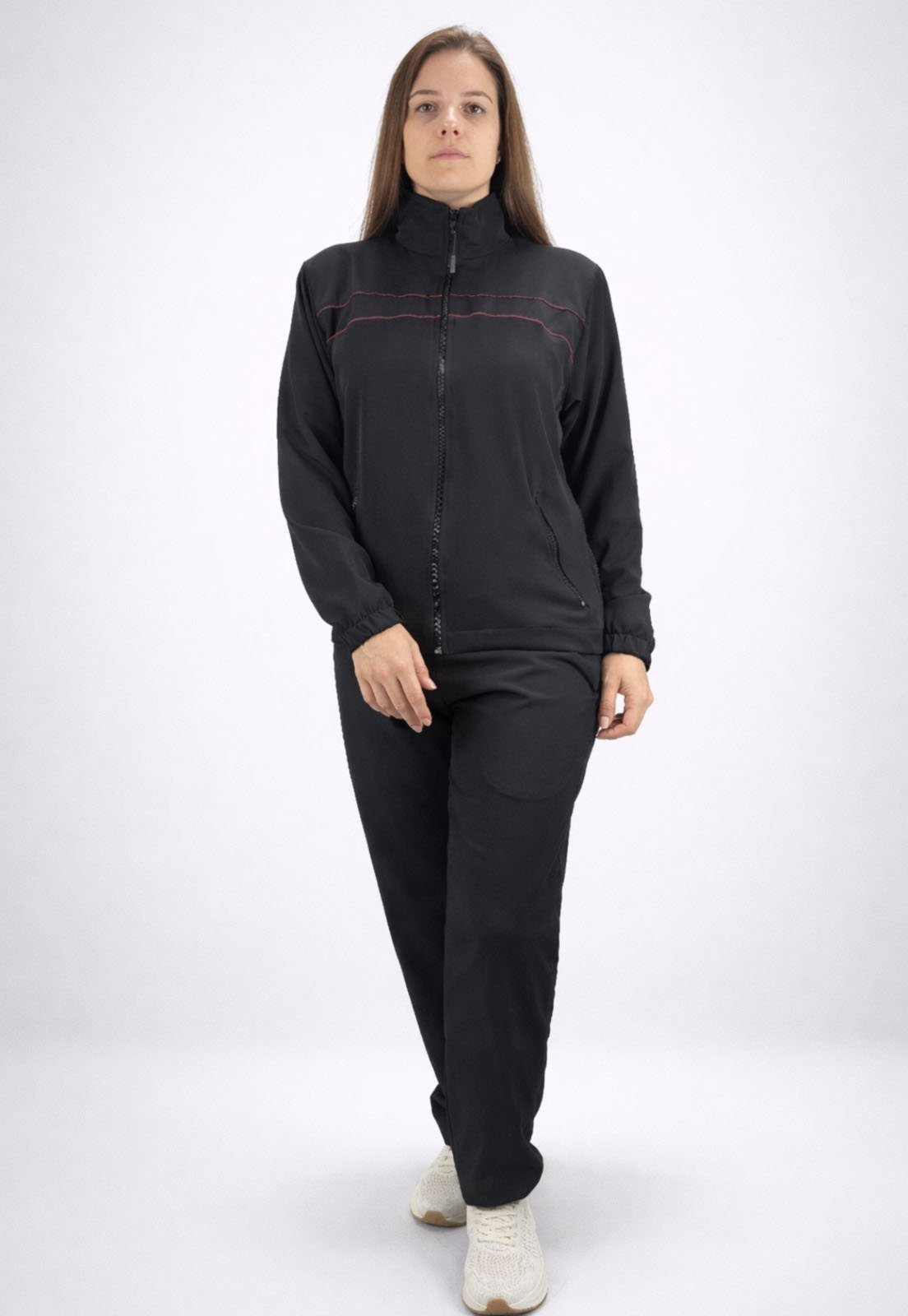Conjunto Agasalho Feminino Tactel com Elastano Butu Biru Preto Bordô