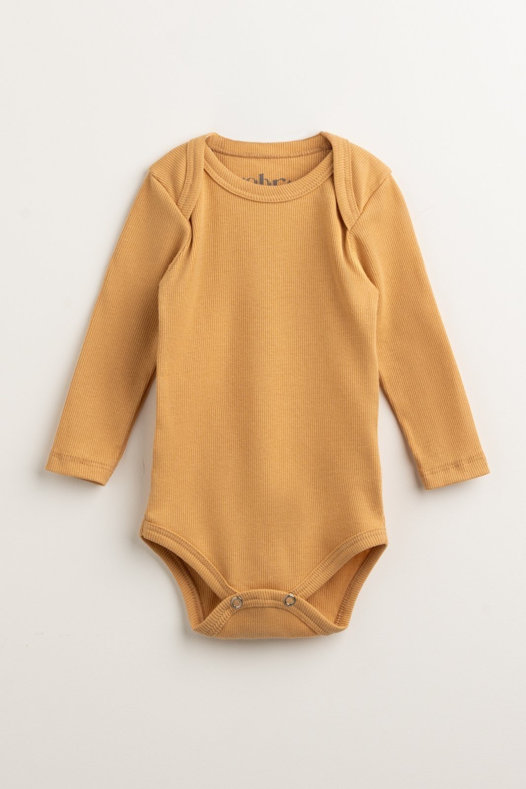 Infantil - Body Canelado Ribana Sustentável Manga Longa Amarelo Queimado Zebra&Friends