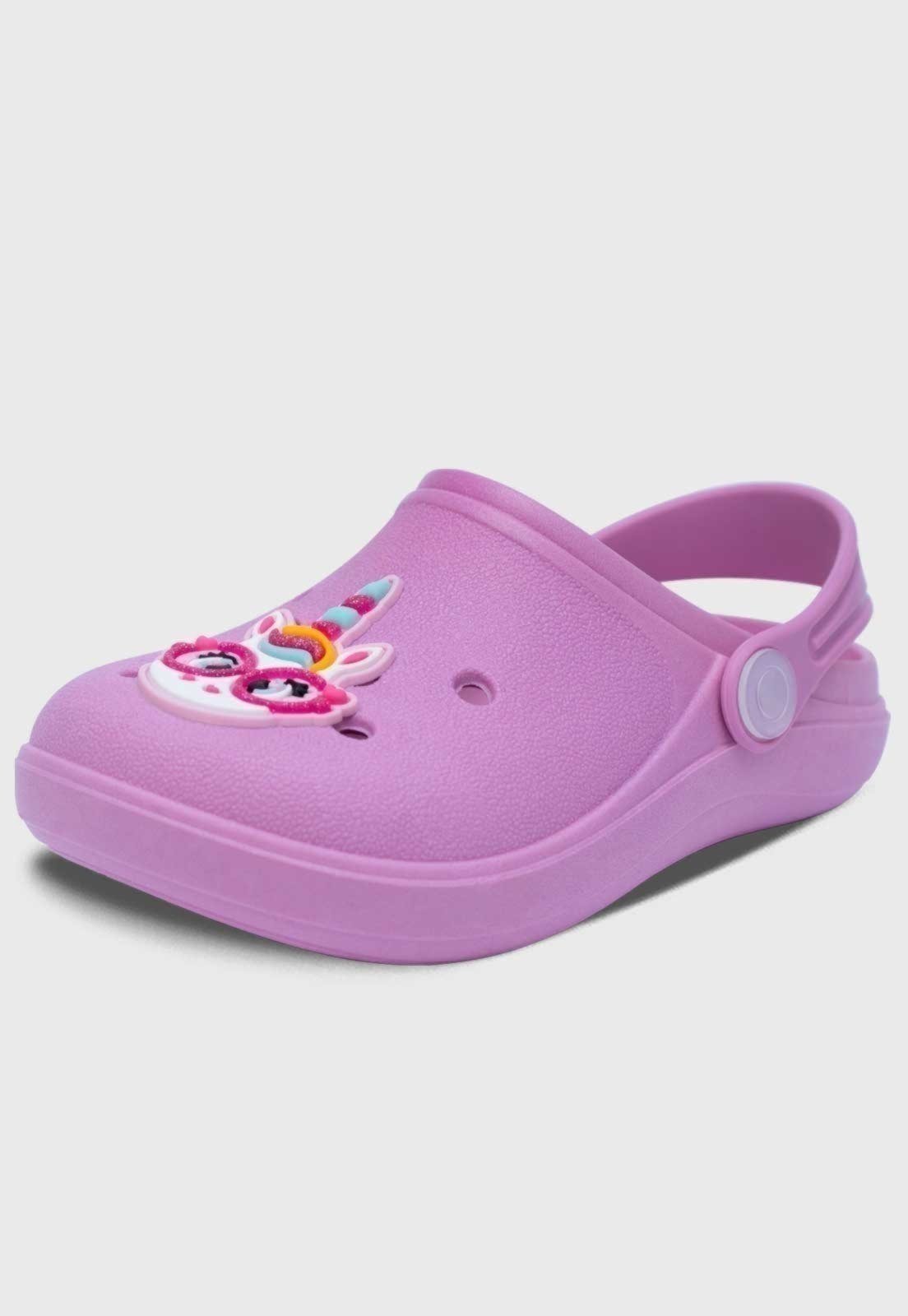 Vista 2 Infantil - Sandalia Babuche Feminina Popidi Menina Unicornio Lilas Pópidí lilás