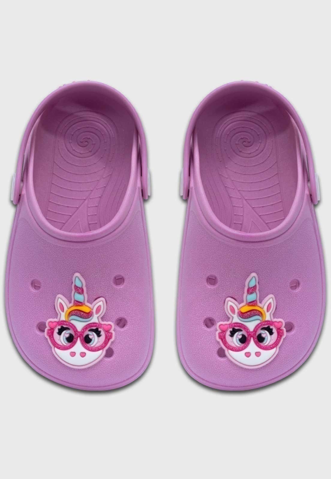 Vista 3 Infantil - Sandalia Babuche Feminina Popidi Menina Unicornio Lilas Pópidí lilás