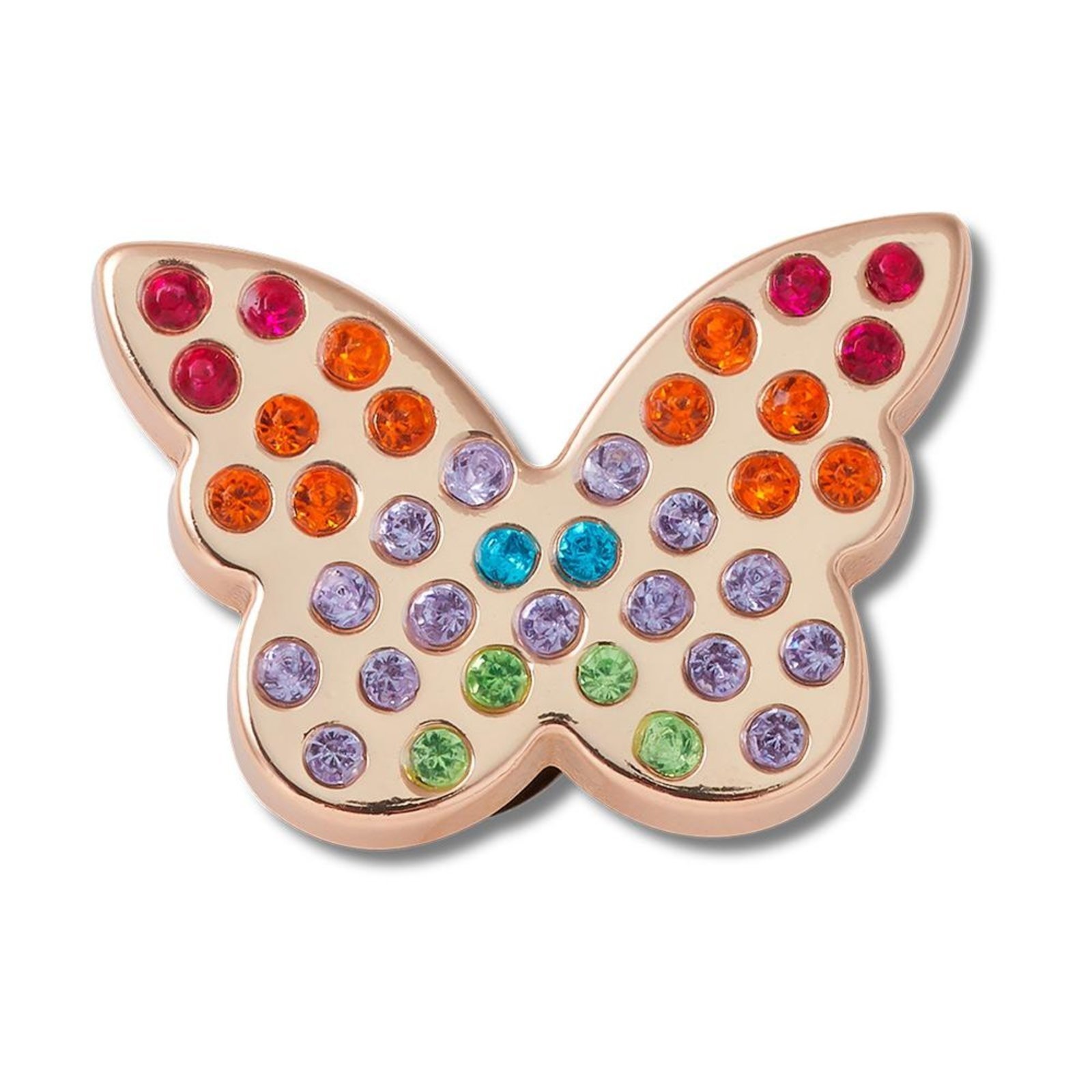 Vista 2 Infantil - Jibbitz™ borboleta dourada incrustada arco-íris unico Crocs branco