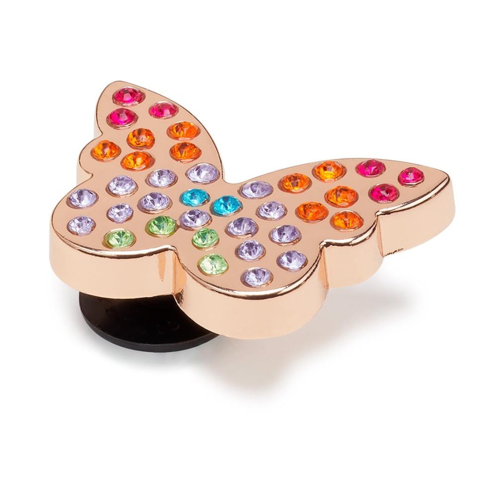Vista 3 Infantil - Jibbitz™ borboleta dourada incrustada arco-íris unico Crocs branco