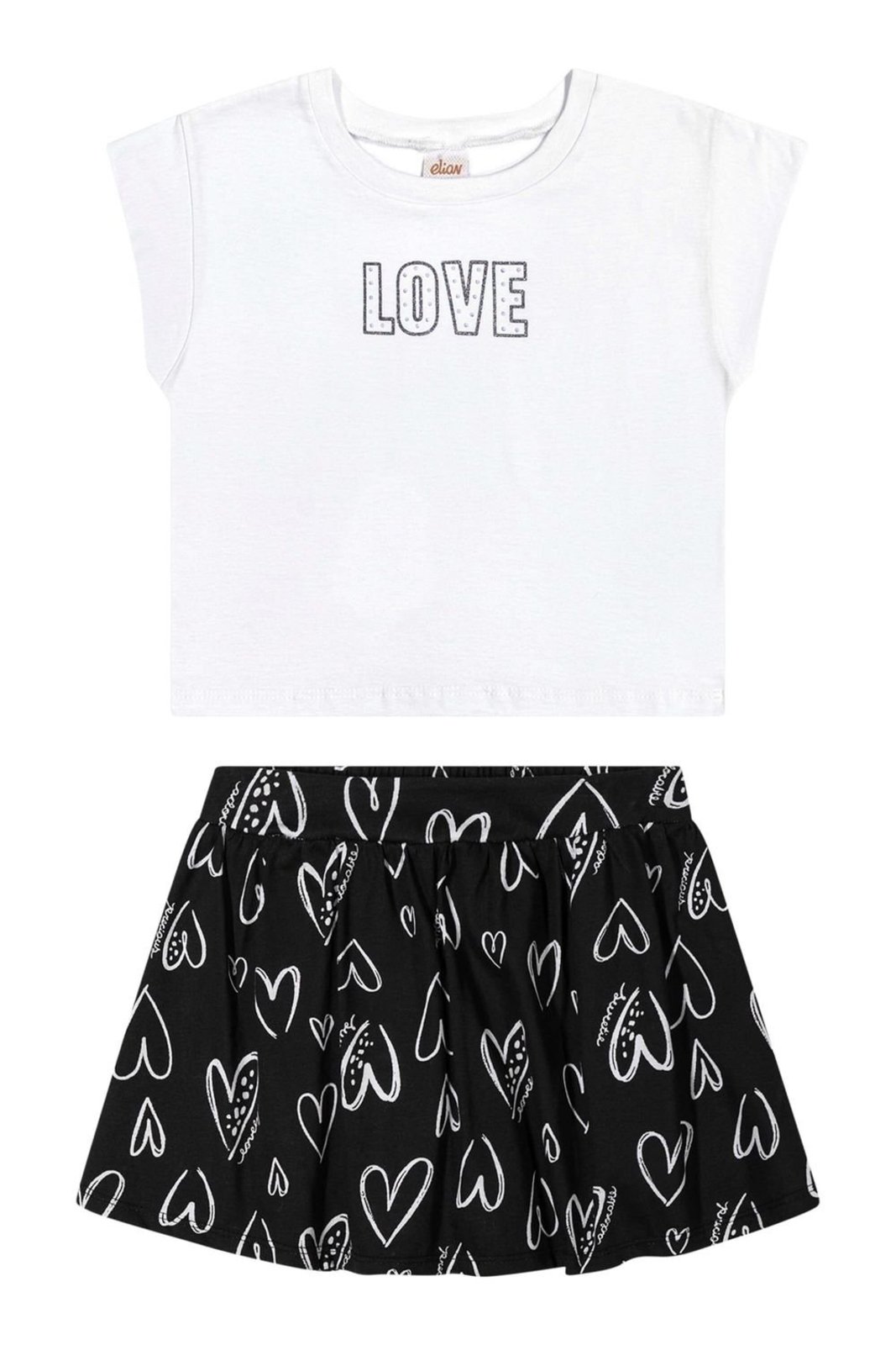 Infantil - Conjunto Menina Love Strass Elian Branco