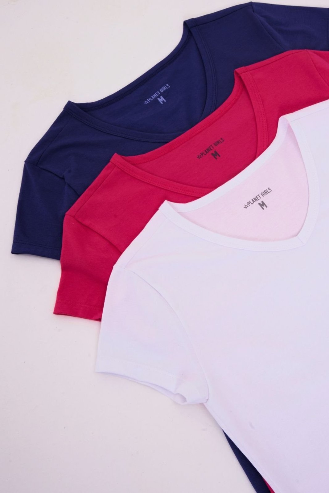 Kit 3 Camisetas Femininas em Malha Planet Girls Sortido
