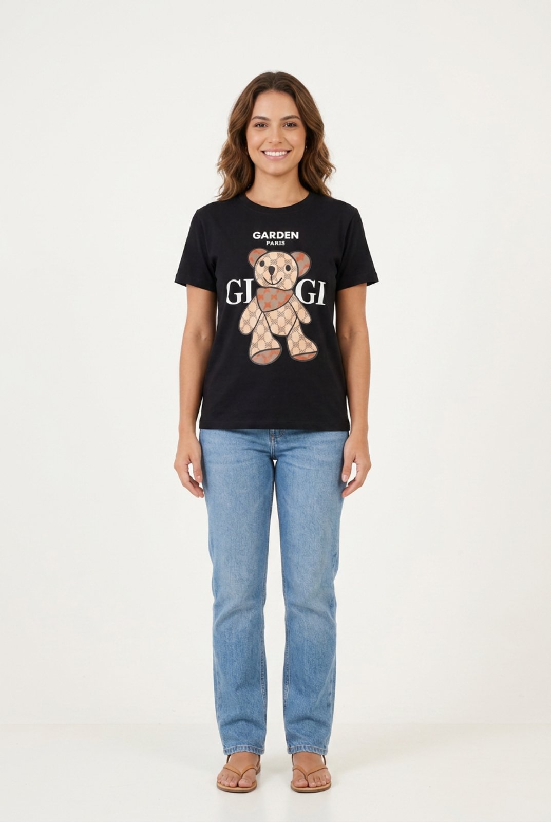 T-shirt Feminina D Bell Outlet Ursinho Preto