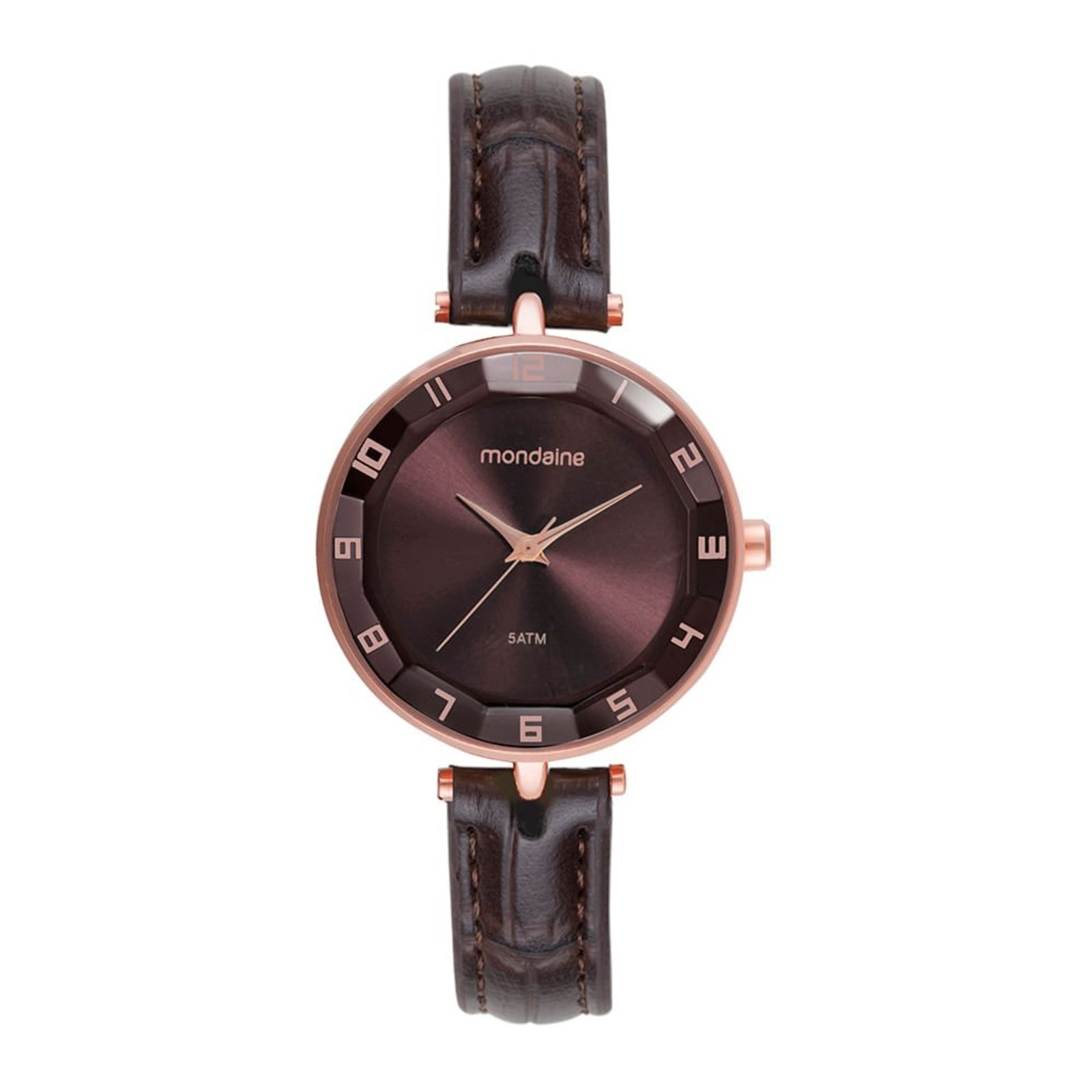 Relógio Feminino Vidro Facetado Rosé Mondaine