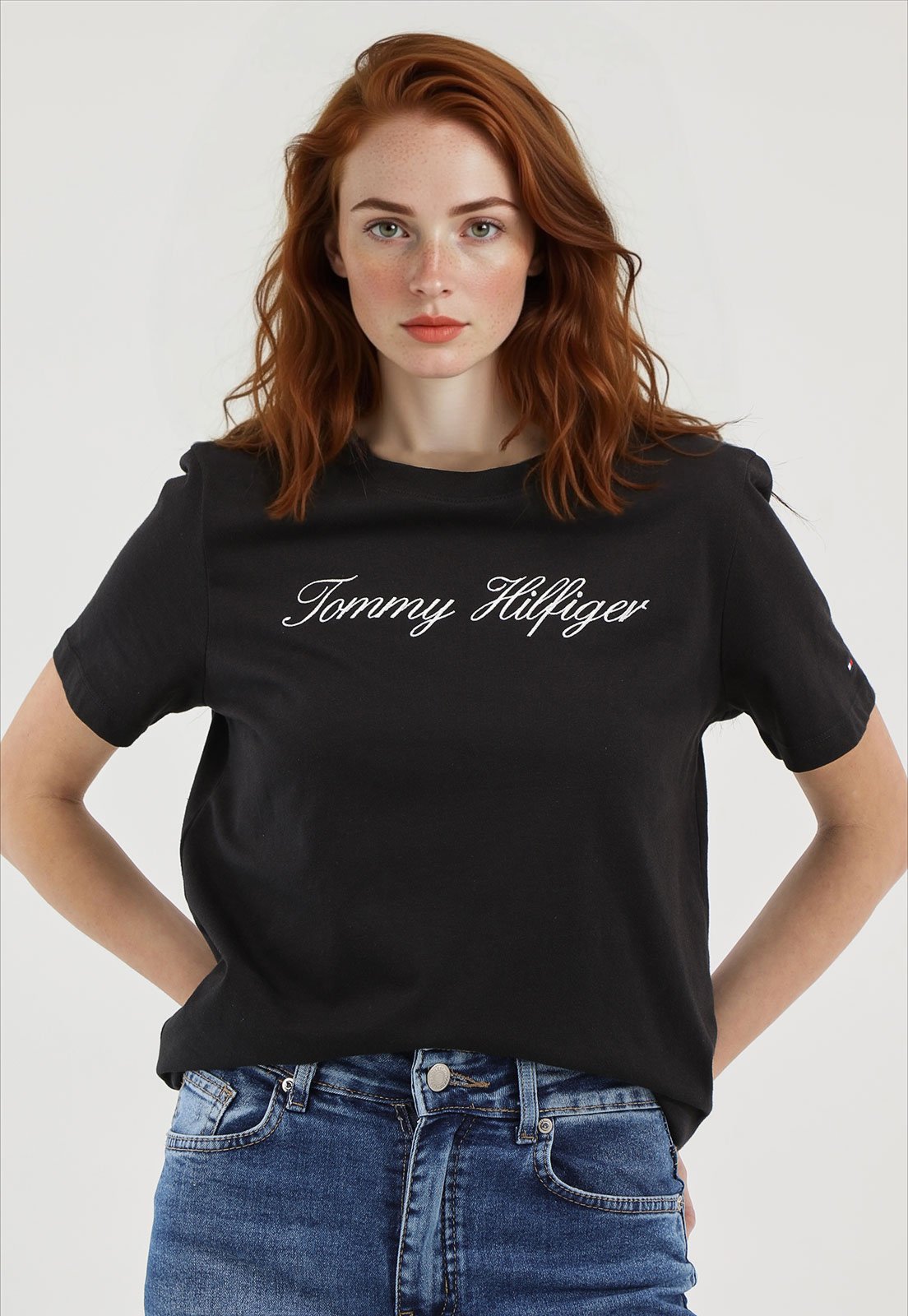 Camiseta Tommy Hilfiger Regular Logo Preta