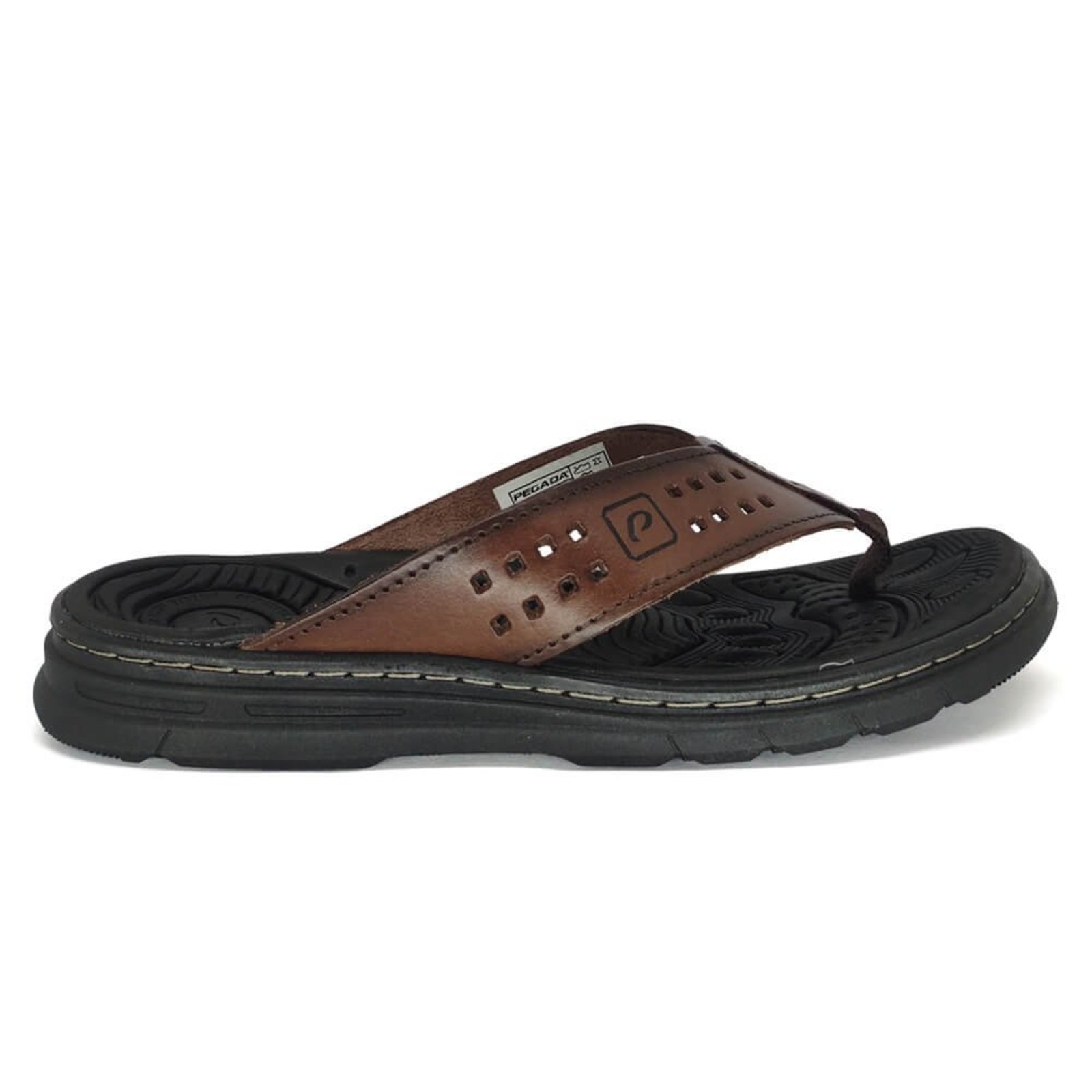 Chinelo Pegada Masculino Couro Amortech Confortável 134202 Pinhão