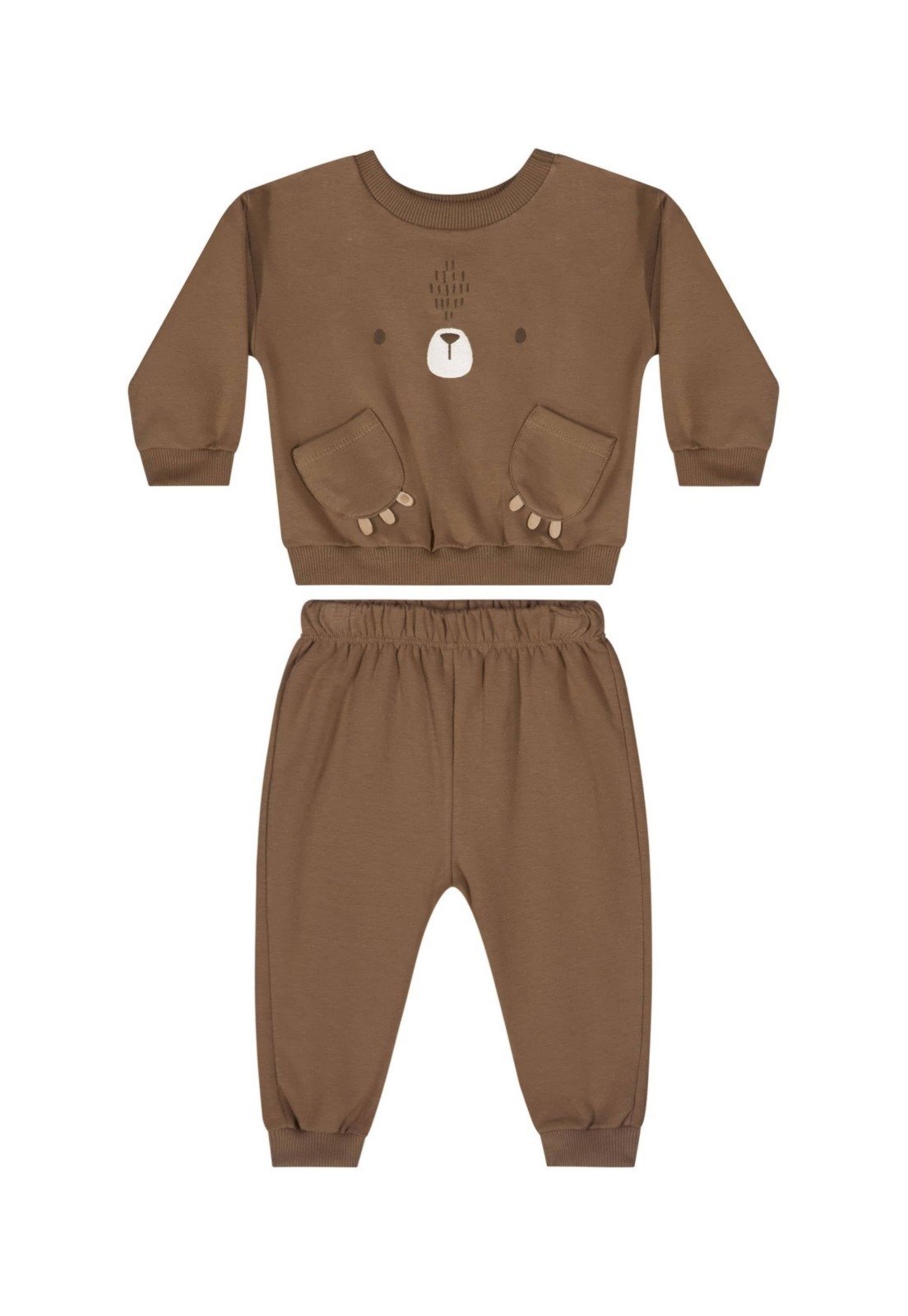Vista 3 Infantil - Conjunto de Ursinho com Blusão e Calça Unissex para Quimby marrom Quimby marrom