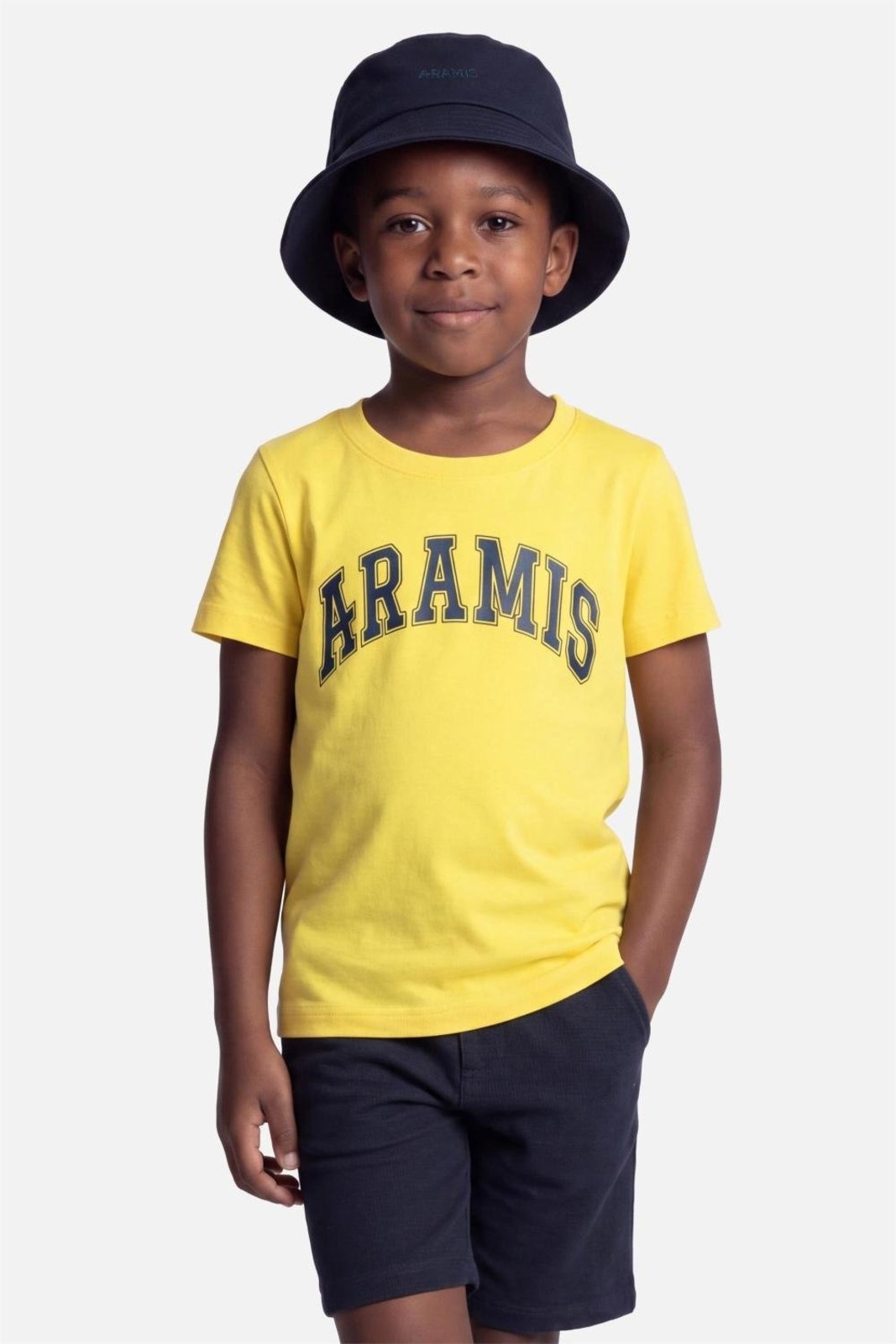 Infantil - Camiseta Aramis Estampa Copa College Amarelo