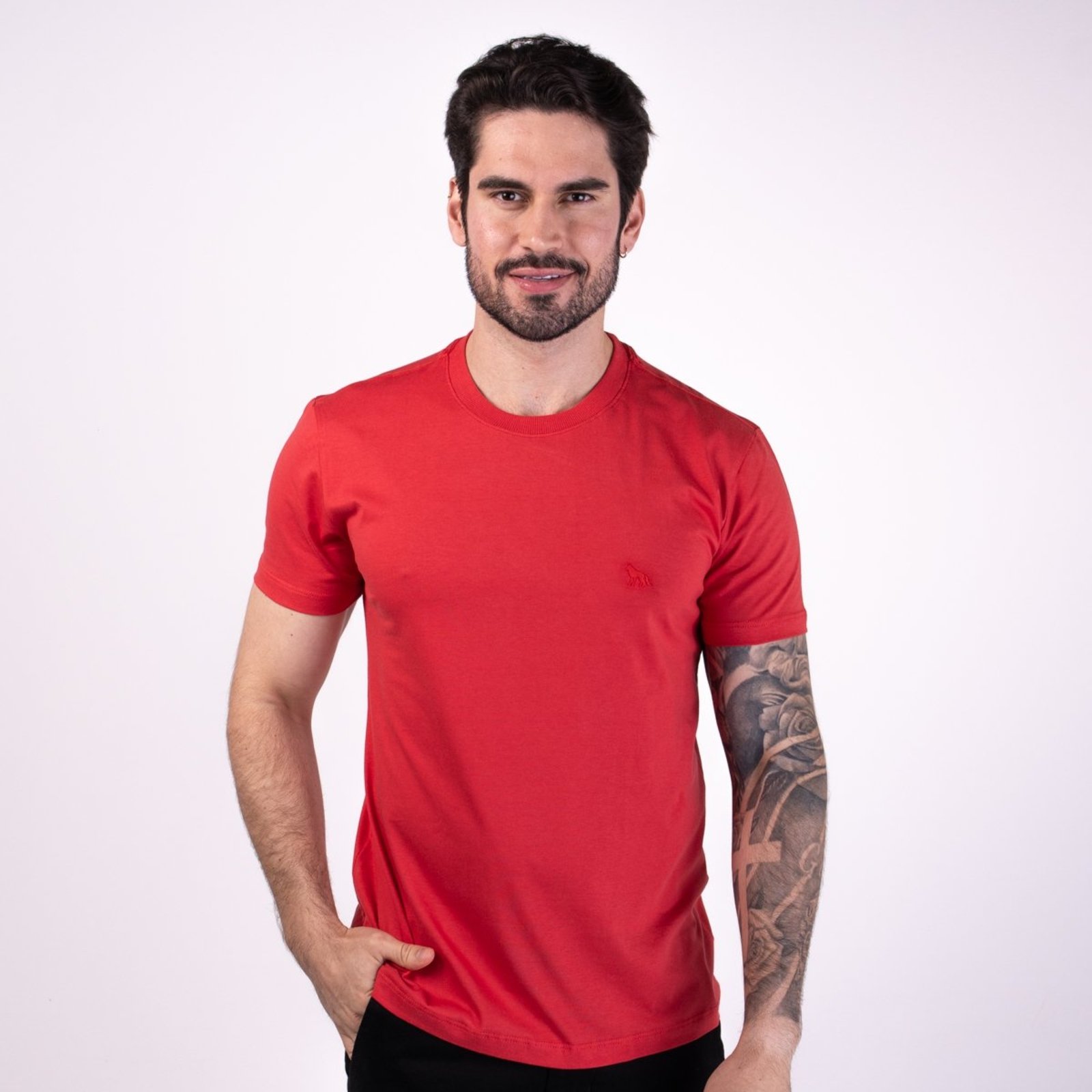 Camiseta Acostamento Básica Monocromática Vermelha