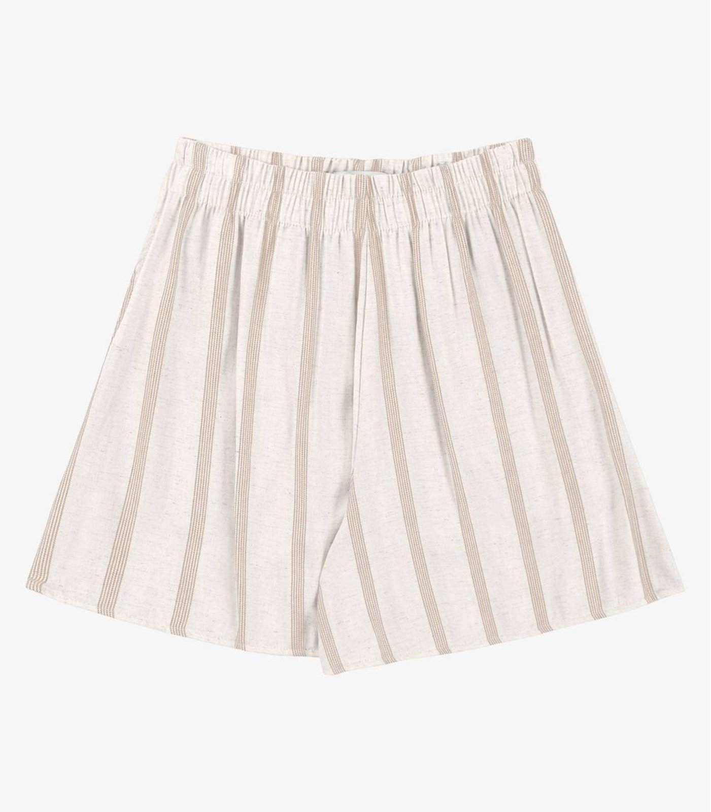 Shorts Feminino Em Linho Maquinetado Evasê Endless Bege