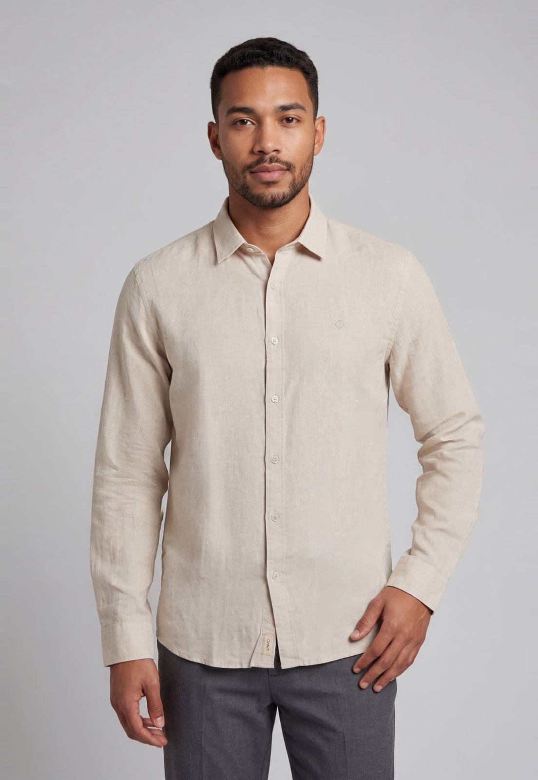 Camisa Masculina Forum Manga Longa Bege