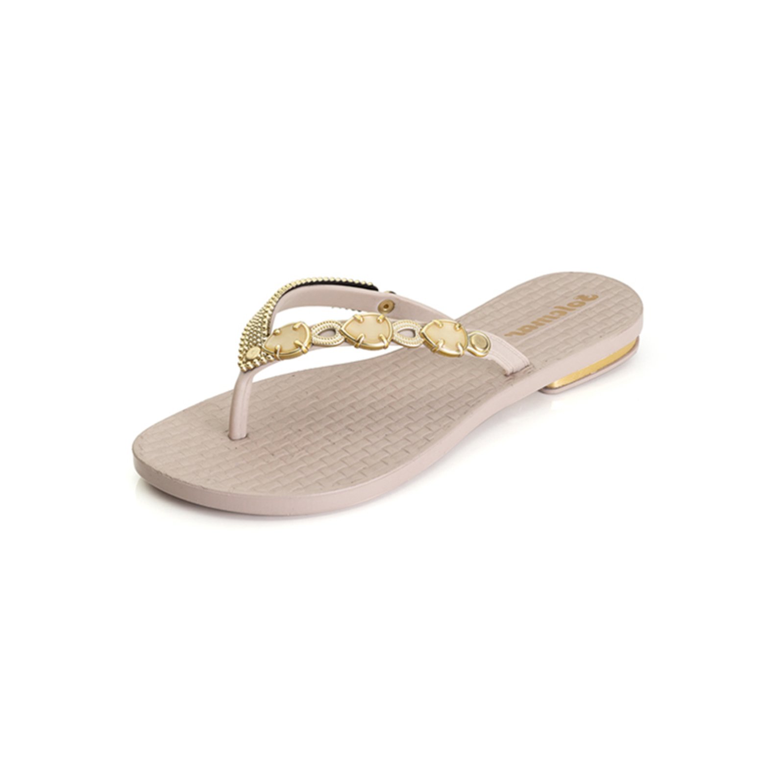 Chinelo Rasteirinha Com Pedras – Nude