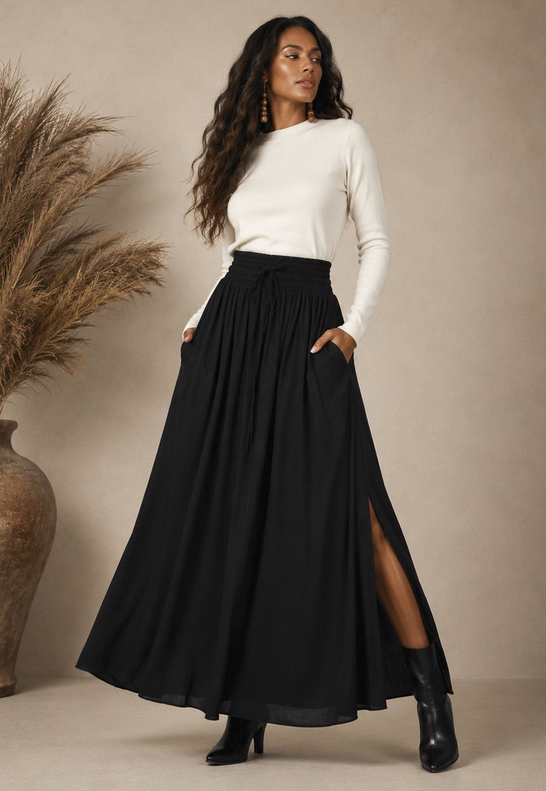 Saia Amazonia Vital Longa Viscose Preta