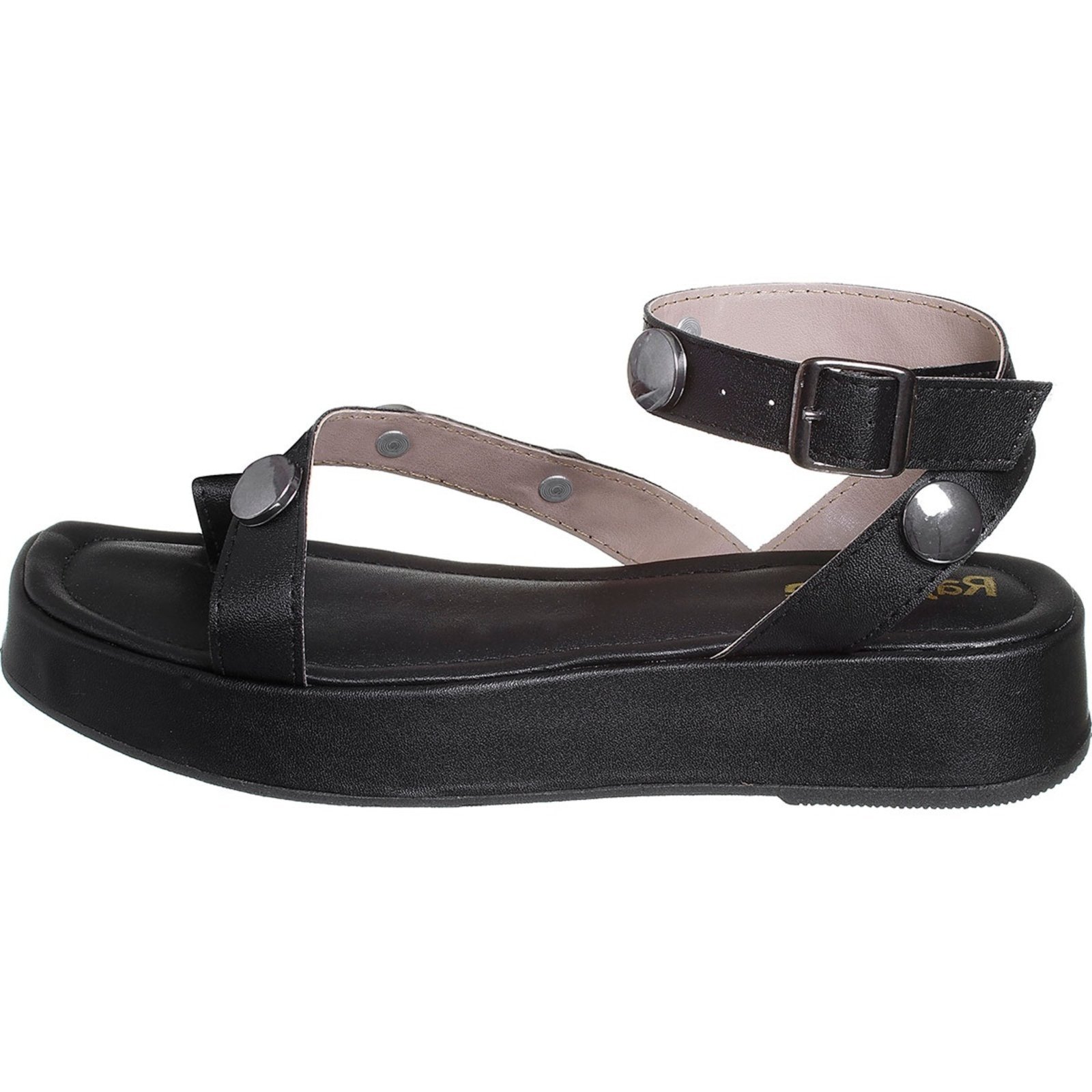 Sandália Feminina Plataforma Papete Flatform Fivela Preta