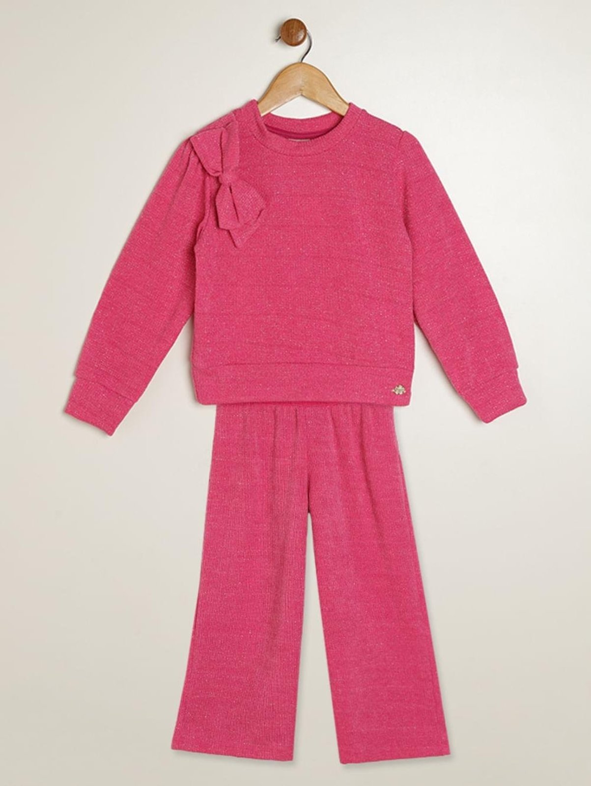 Infantil - Conjunto Longo Tricot Laço Para - PINK