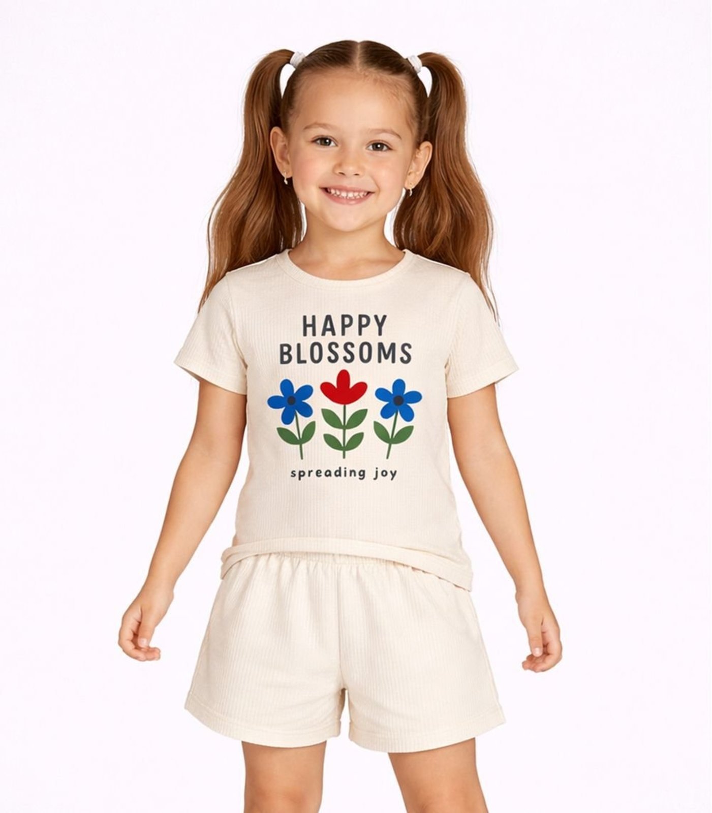 Infantil - Conjunto Menina Short e Blusa Estampada Select Bege