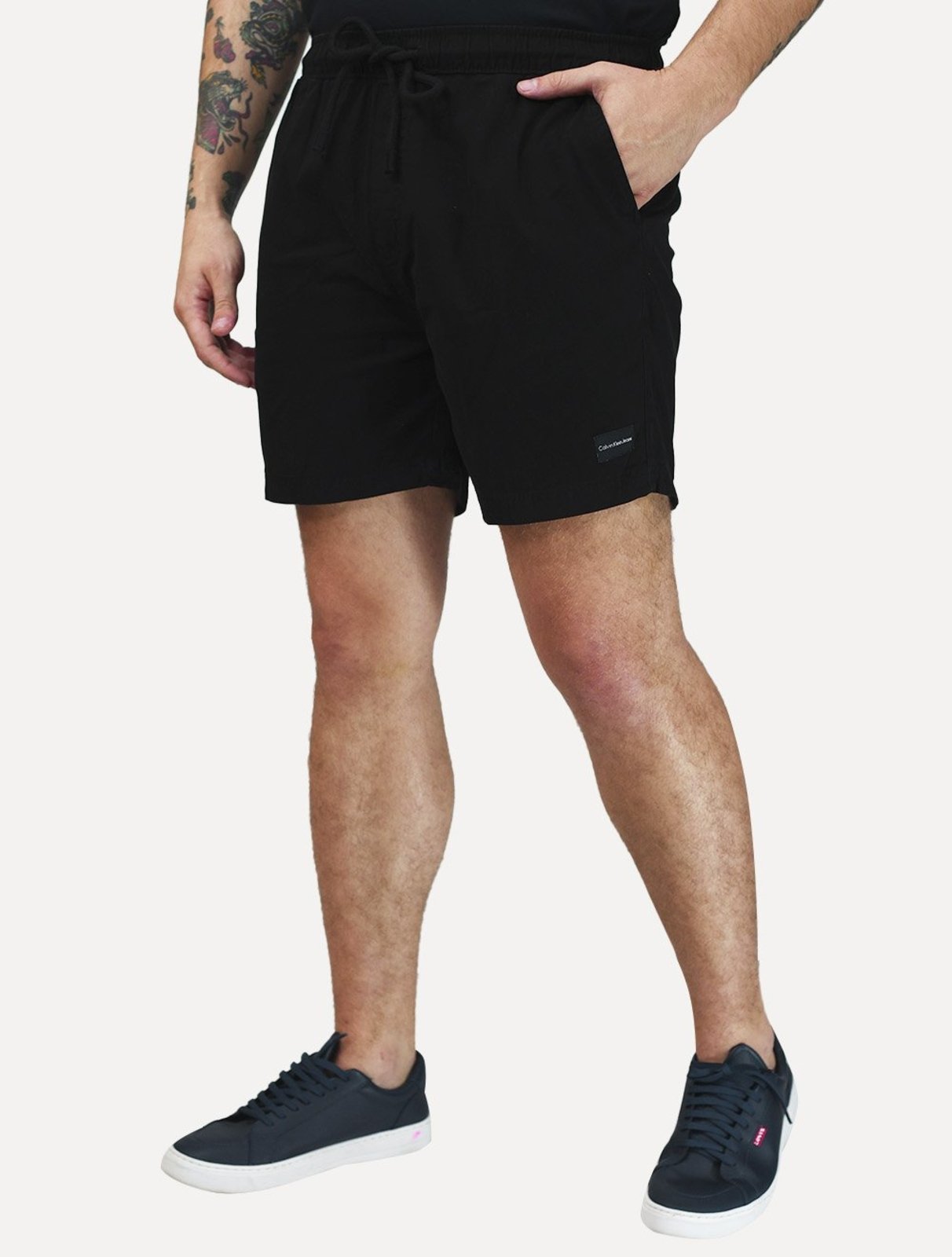 Short Calvin Klein Jeans Sarja Masculino Color Elastic Silk Logo Preto